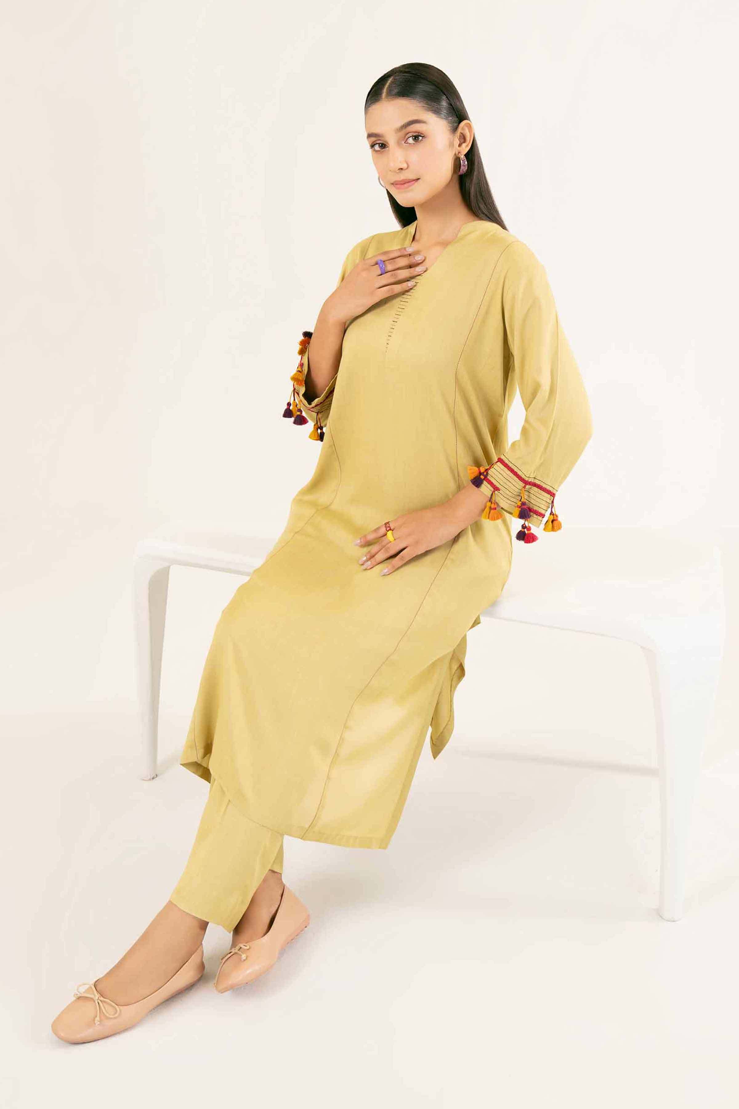 NishatUK - Brown Solids Linen 2-piece ready to wear Dress