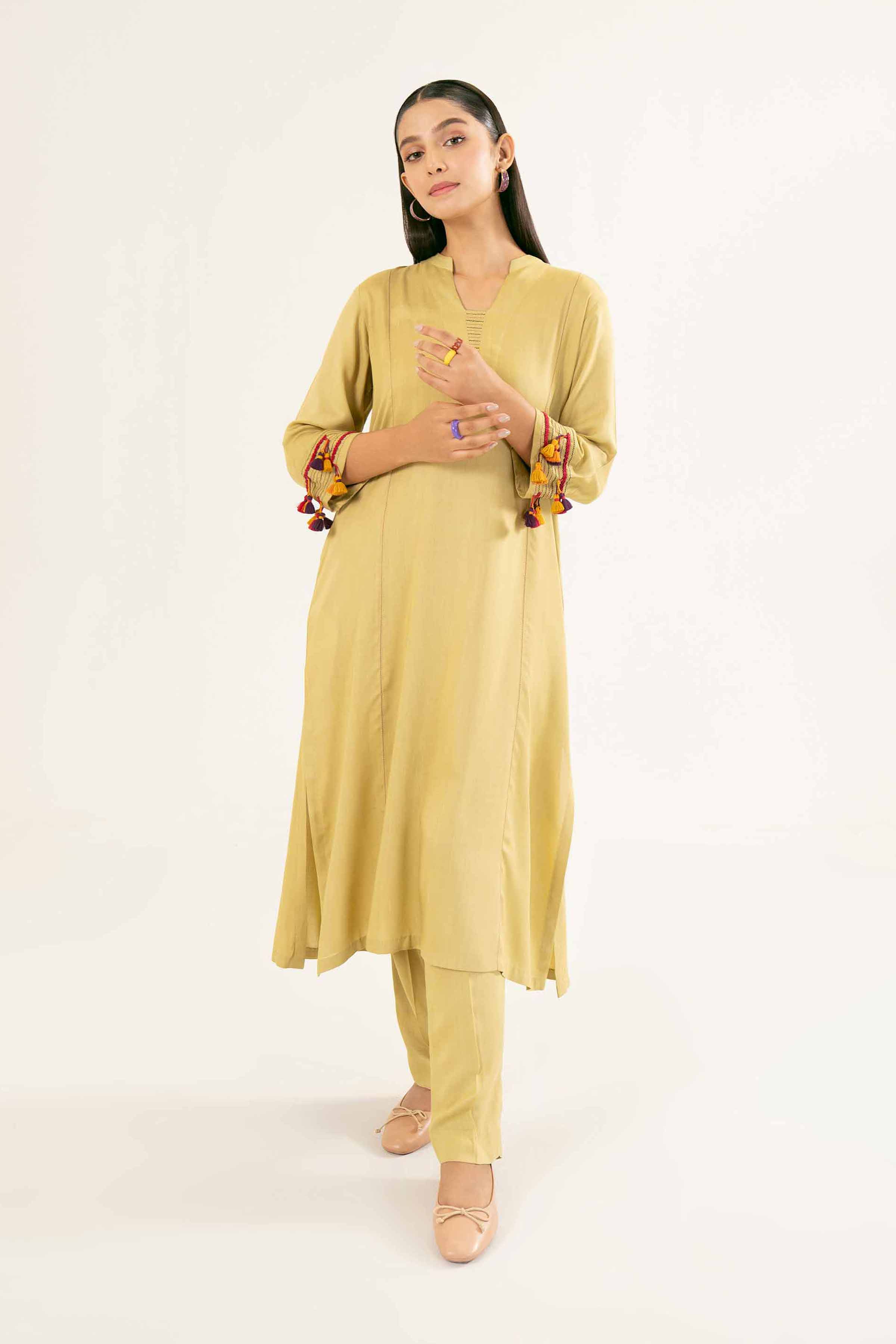 NishatUK - Brown Solids Linen 2-piece ready to wear Dress