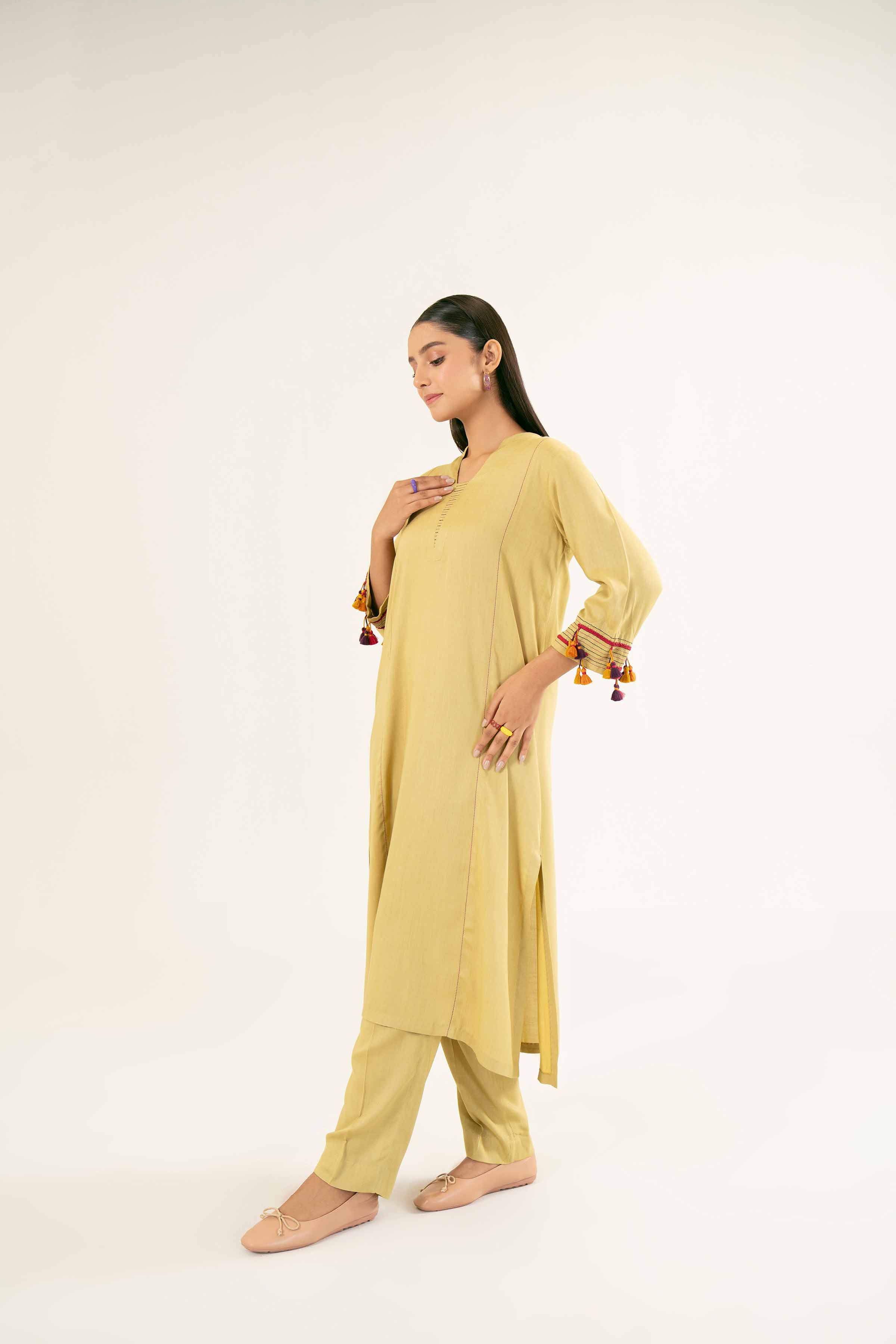 NishatUK - Brown Solids Linen 2-piece ready to wear Dress