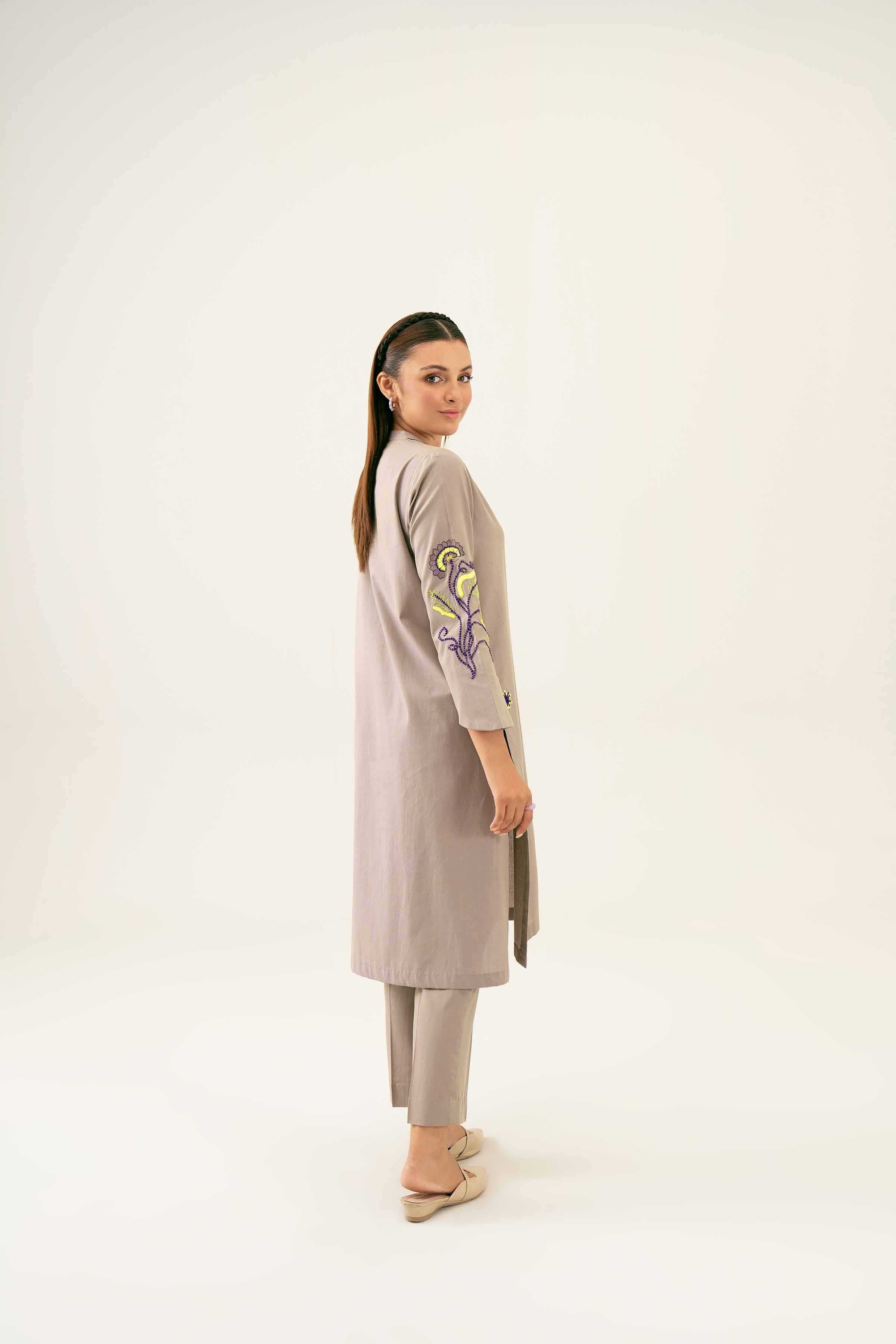 NishatUK - Mauve Embroidered  Yarn Dyed 2-piece ready to wear Dress