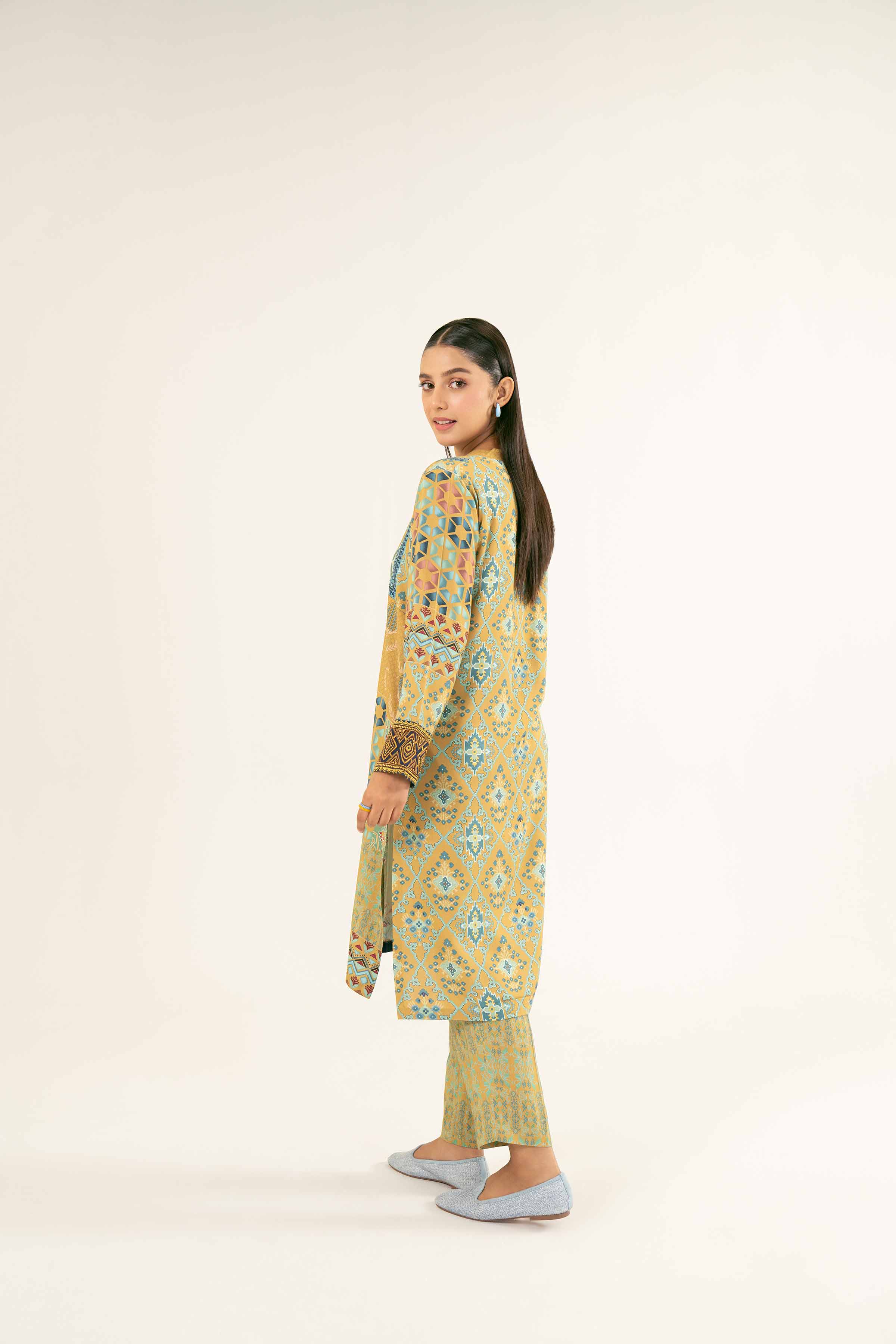NishatUK - Brown Printed Linen 2-piece ready to wear Dress