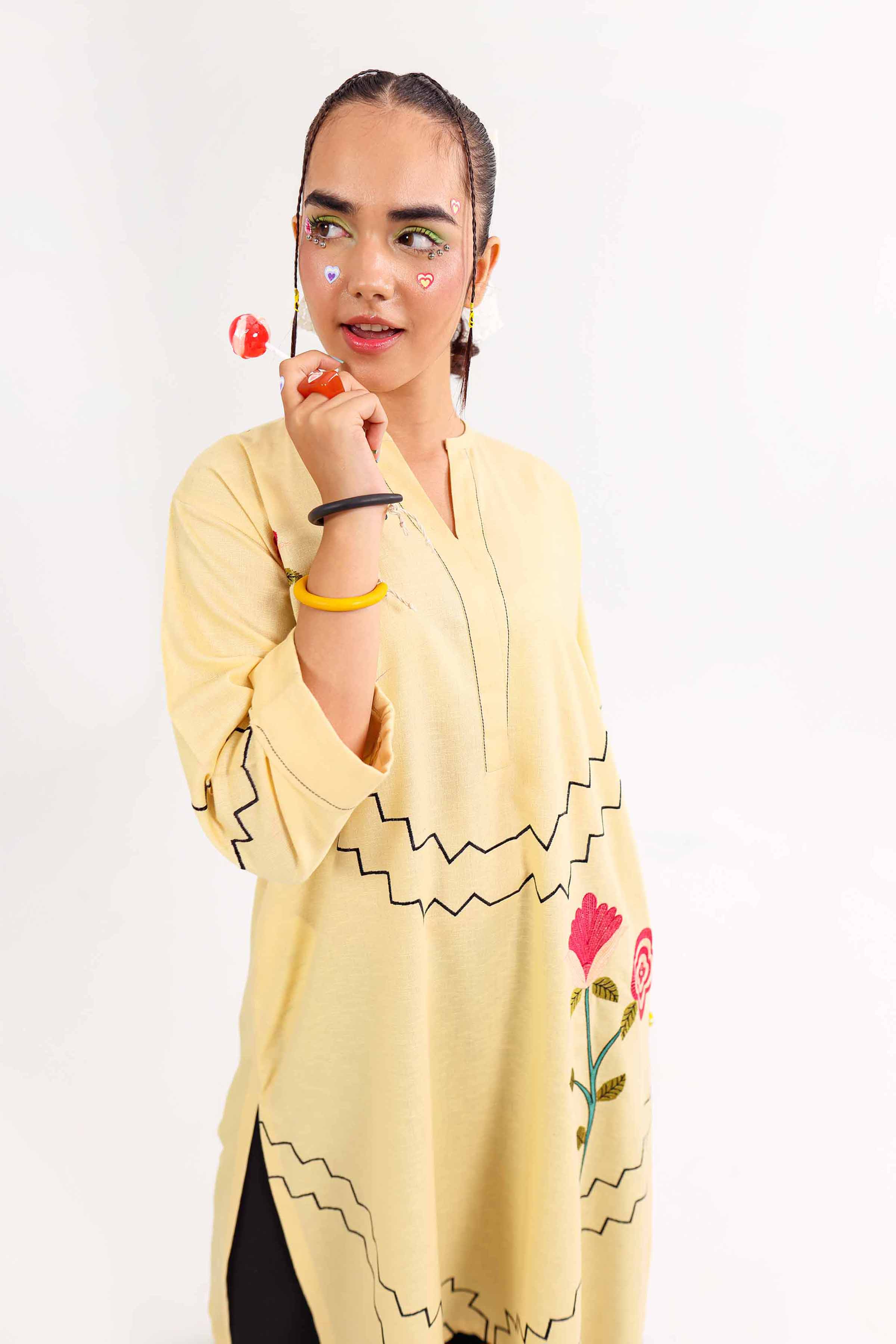 NishatUK - Yellow Embroidered   Karandi 1-piece ready to wear Shirt