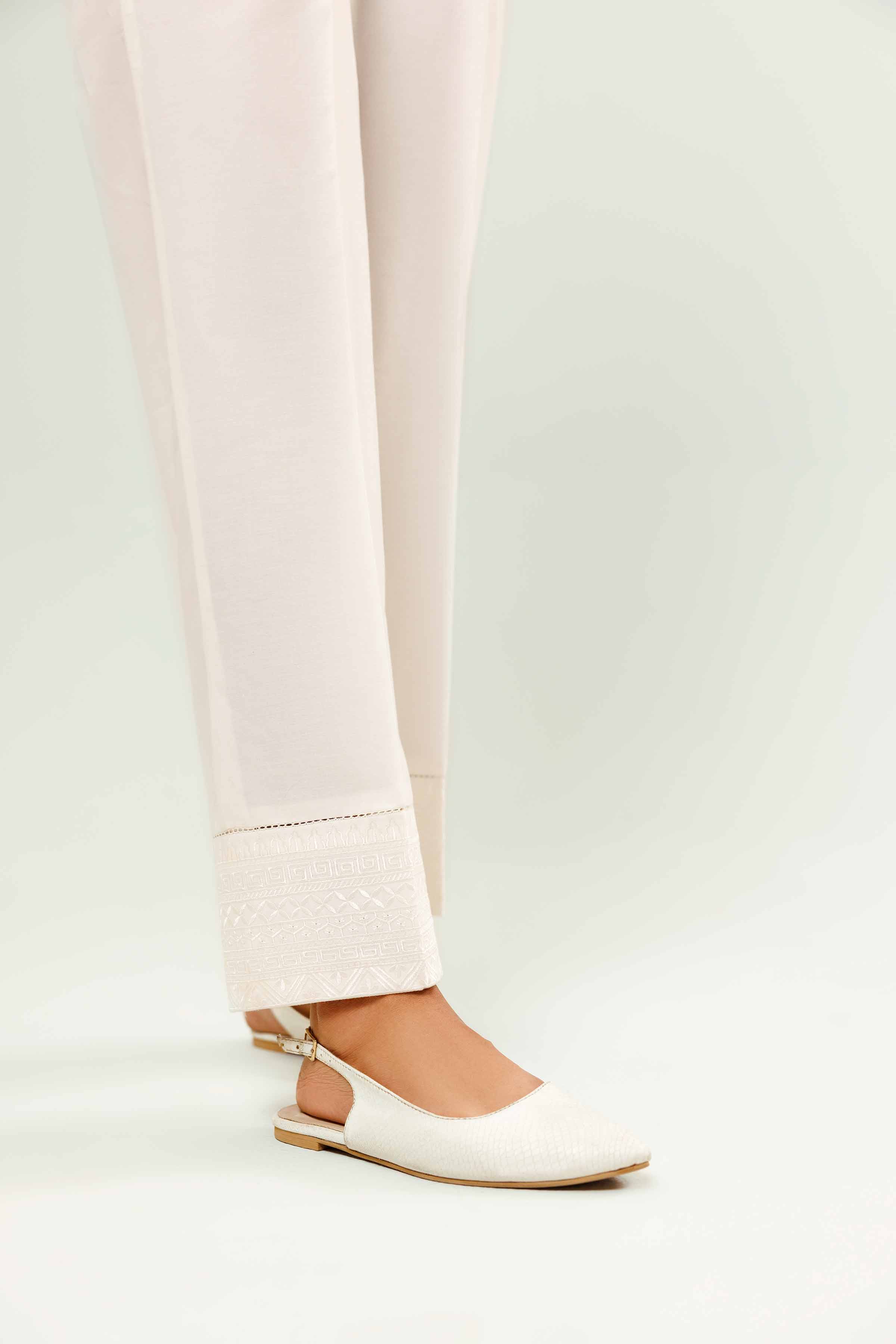 NishatUK - Off White Embroidered   Cambric 1-piece ready to wear Trouser