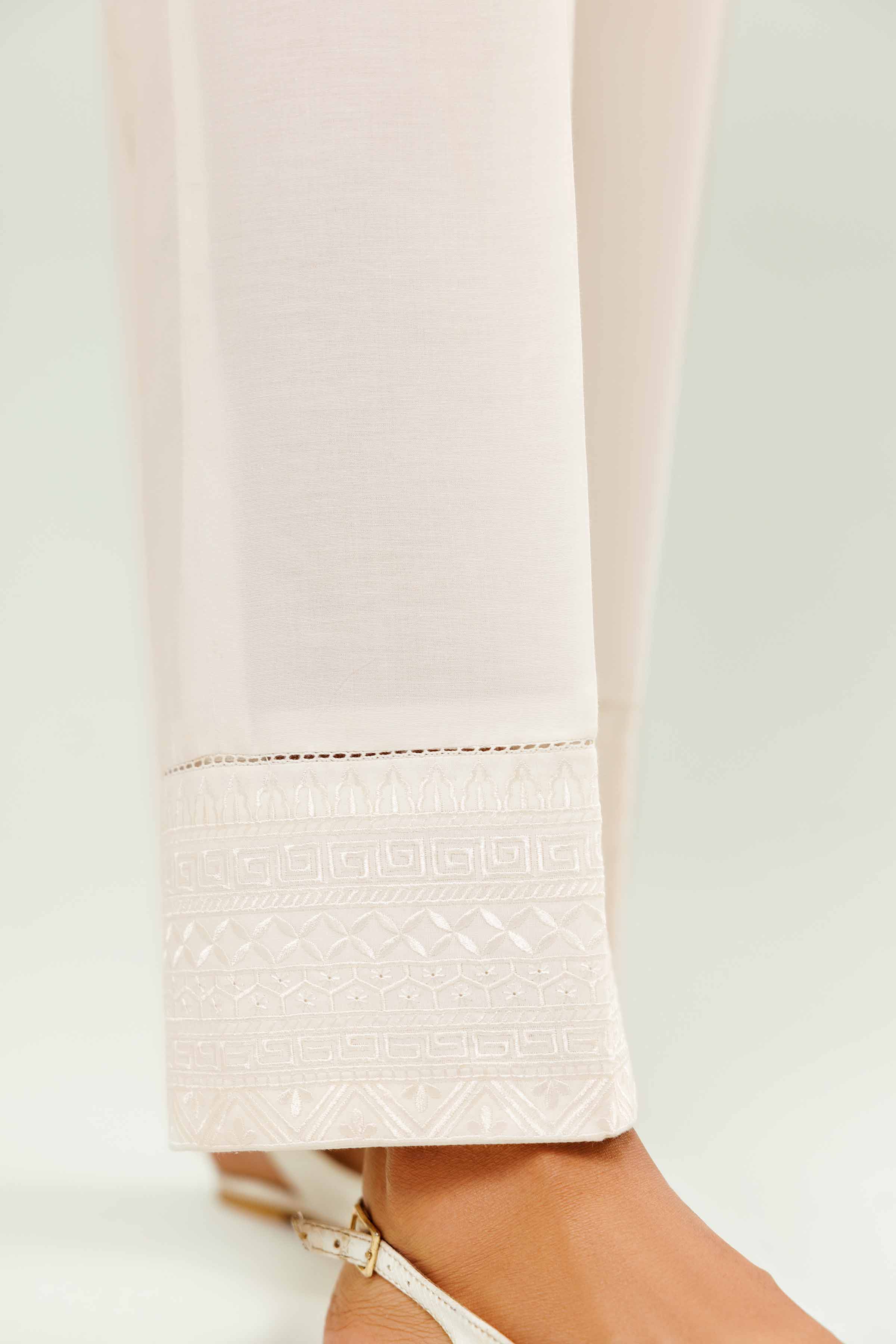 NishatUK - Off White Embroidered   Cambric 1-piece ready to wear Trouser