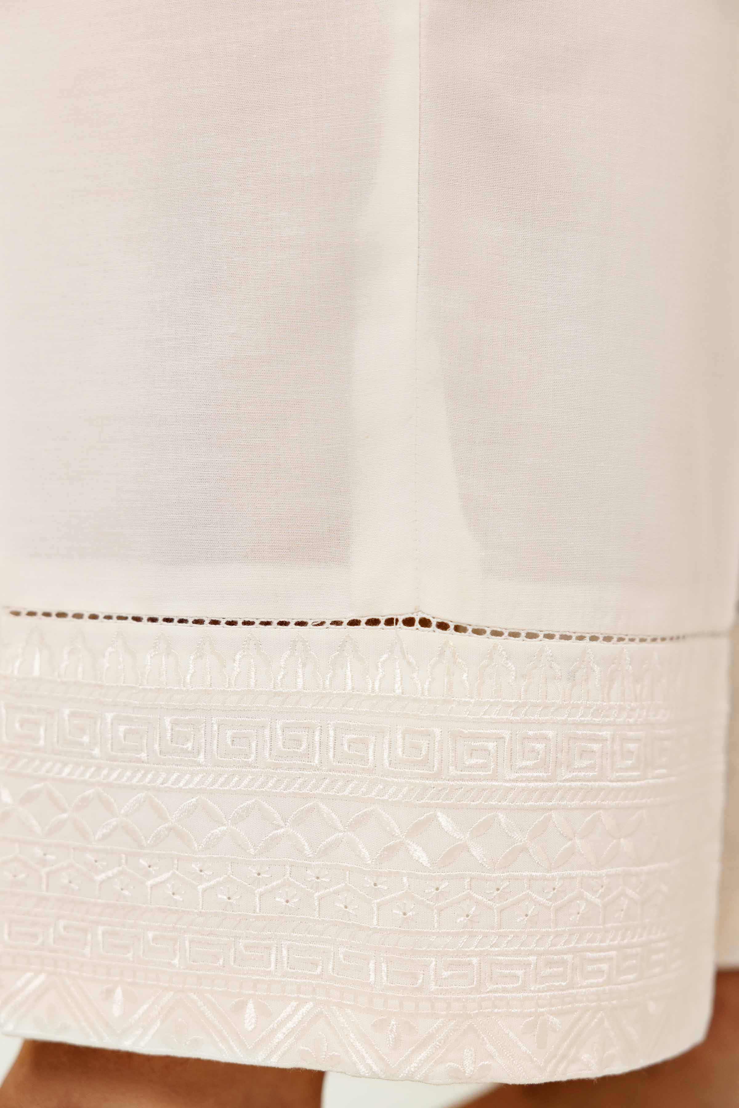 NishatUK - Off White Embroidered   Cambric 1-piece ready to wear Trouser