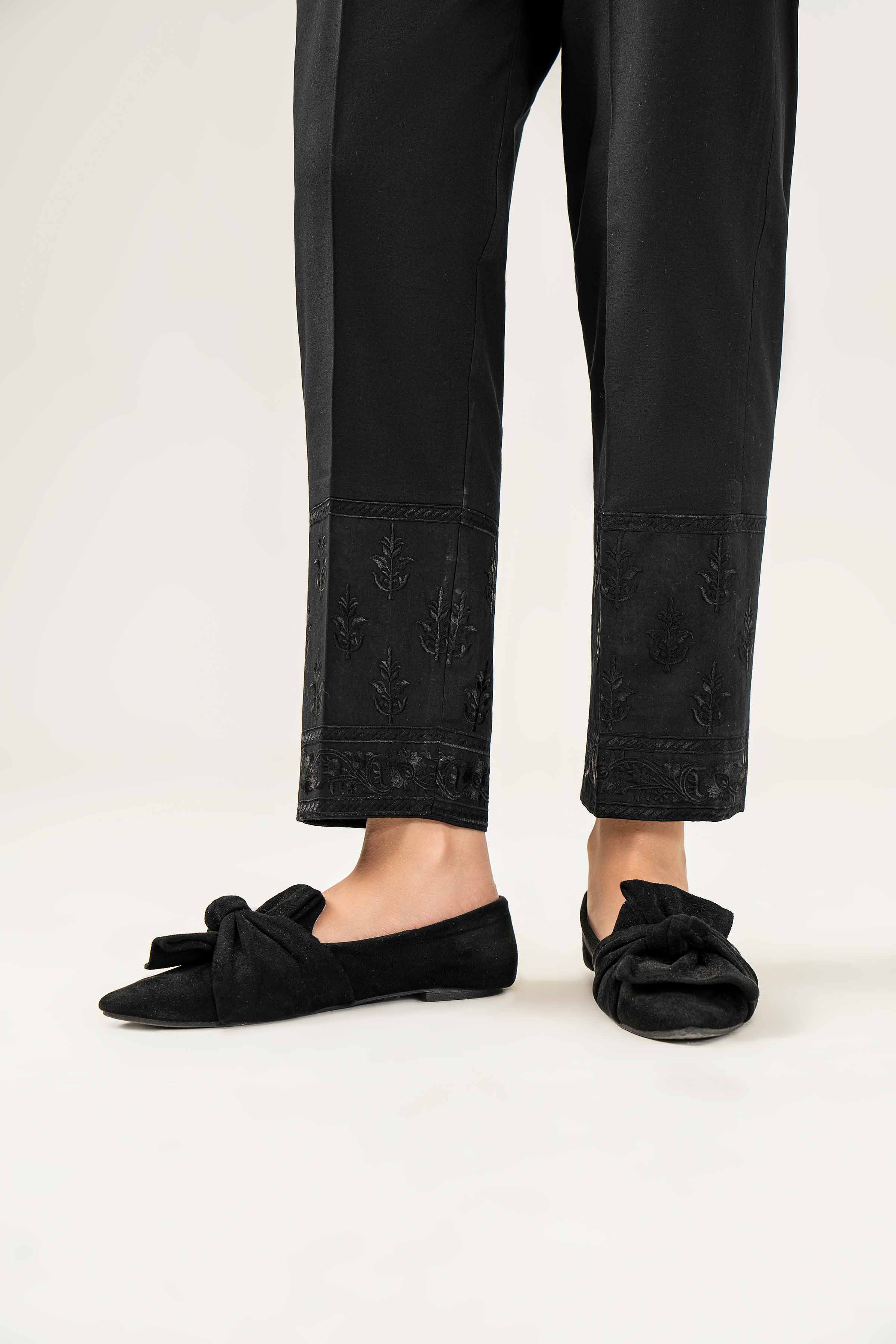 NishatUK - Black Embroidered   Cambric 1-piece ready to wear Trouser