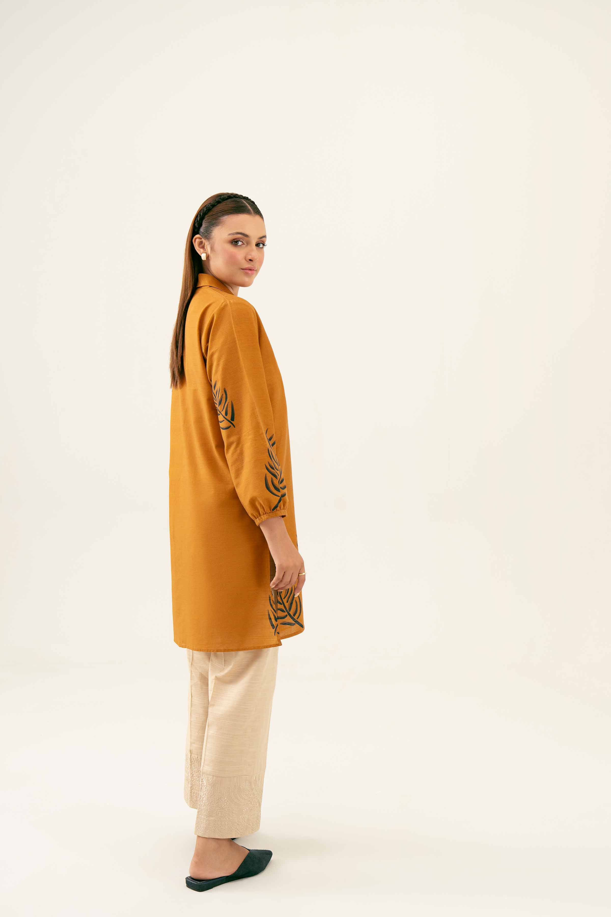 NishatUK - Brown Printed Khaddar 1-piece ready to wear Tunic