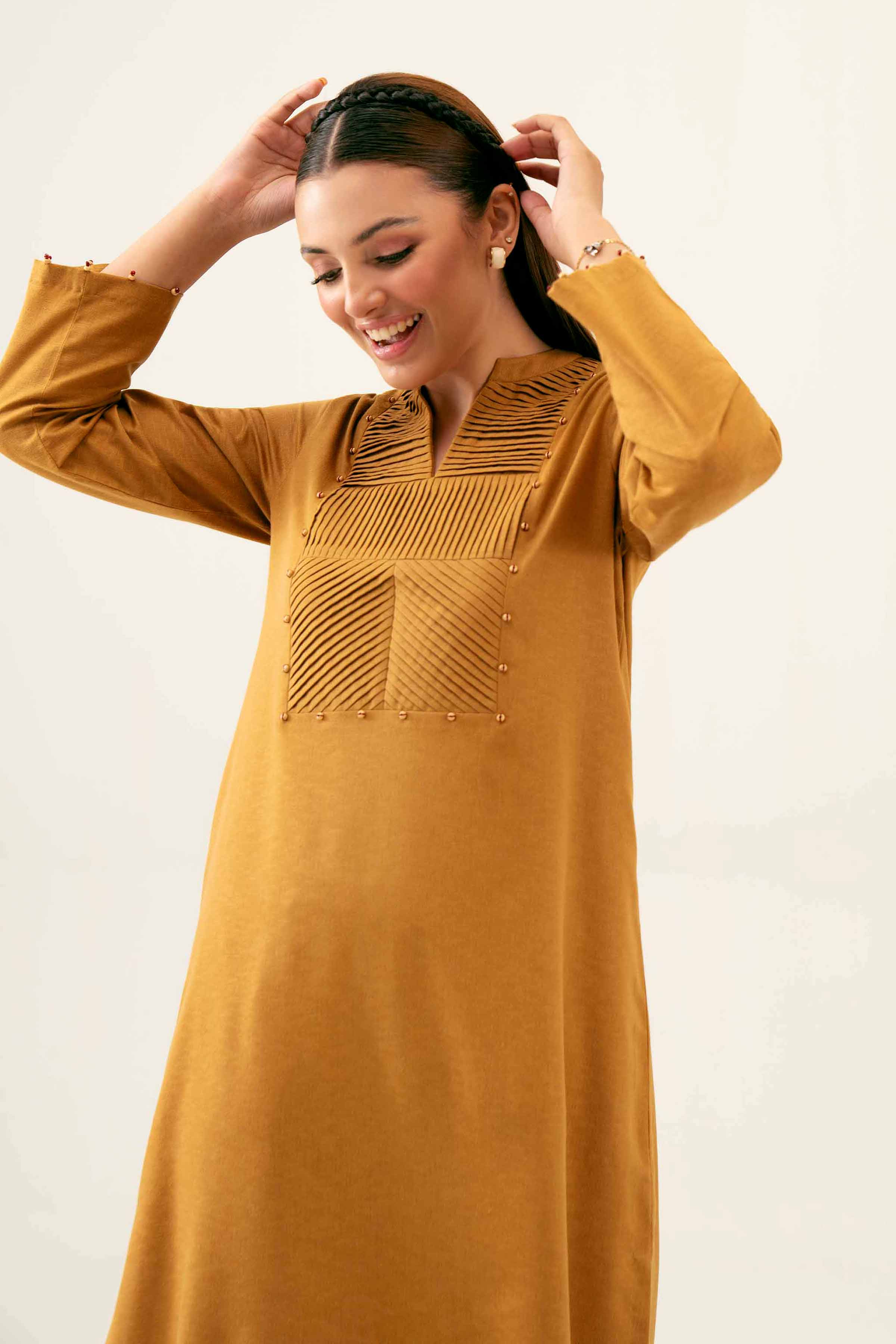 NishatUK - Brown Solids  Karandi 1-piece ready to wear Shirt