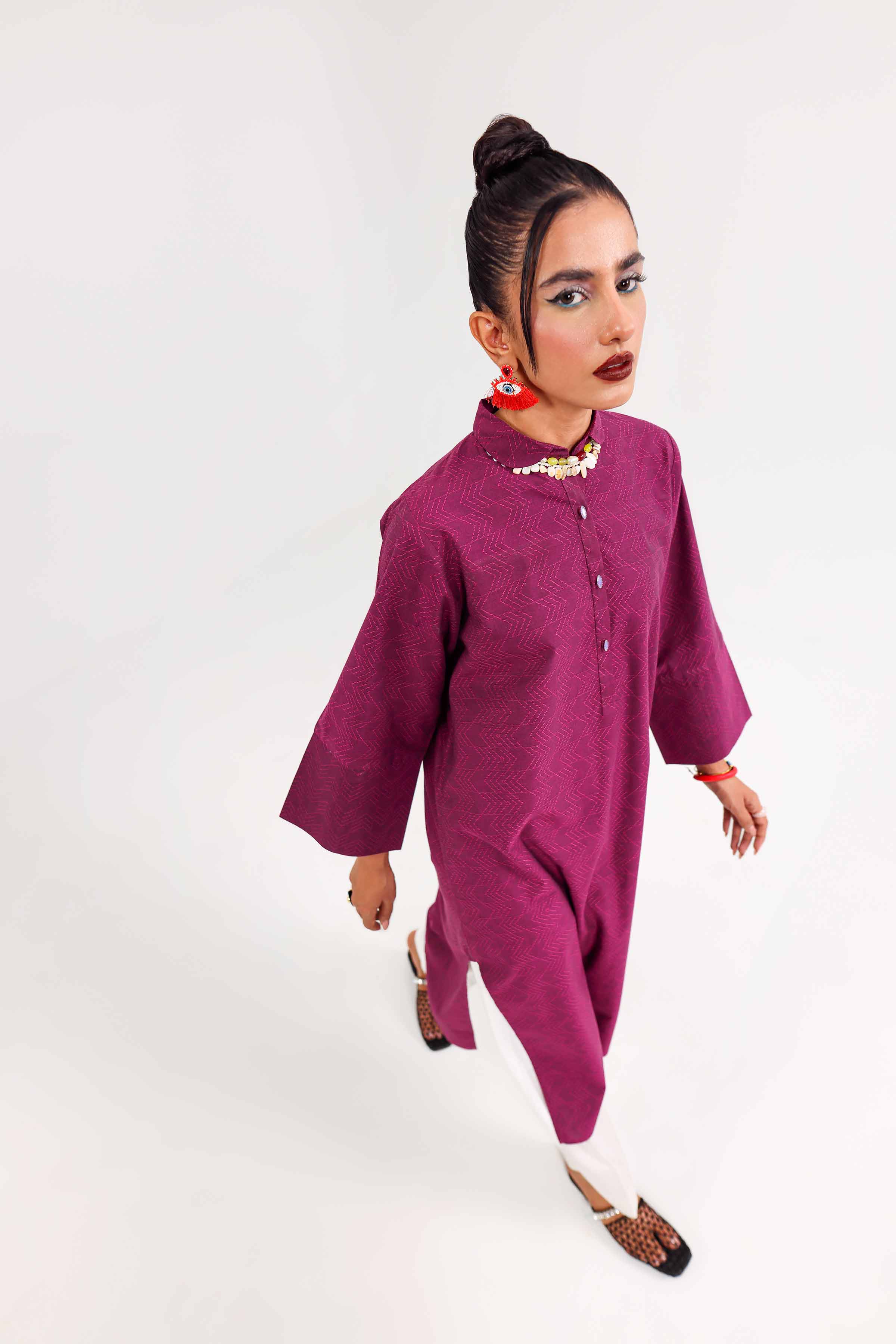 NishatUK - Purple Solids  Yarn Dyed 1-piece ready to wear Shirt