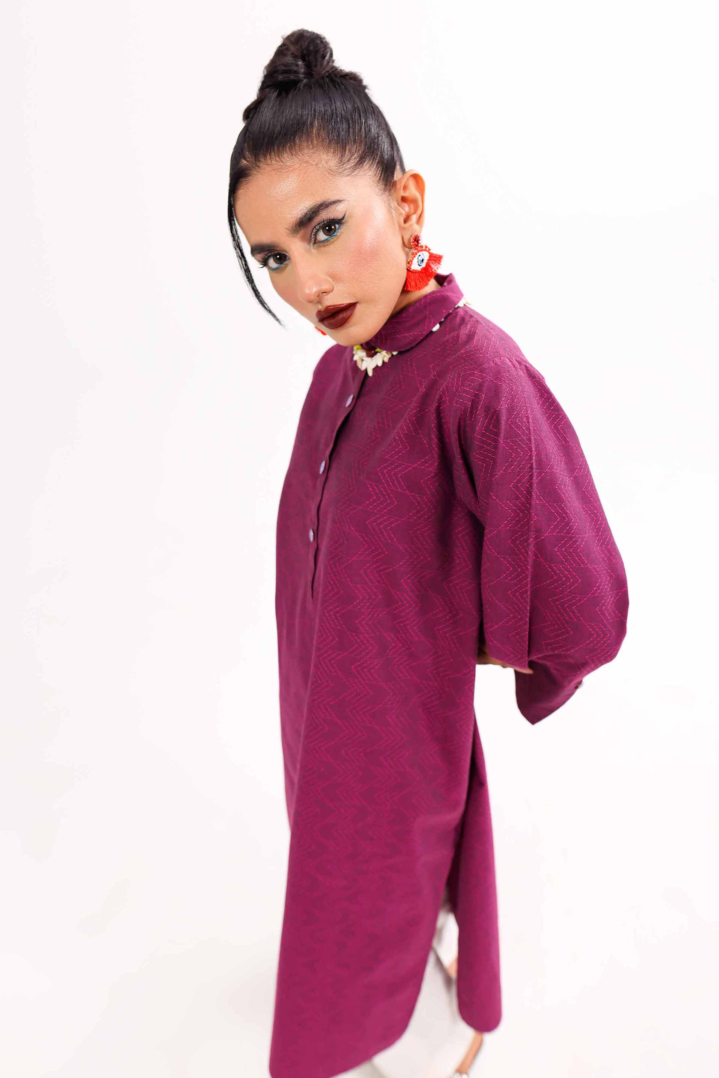 NishatUK - Purple Solids  Yarn Dyed 1-piece ready to wear Shirt