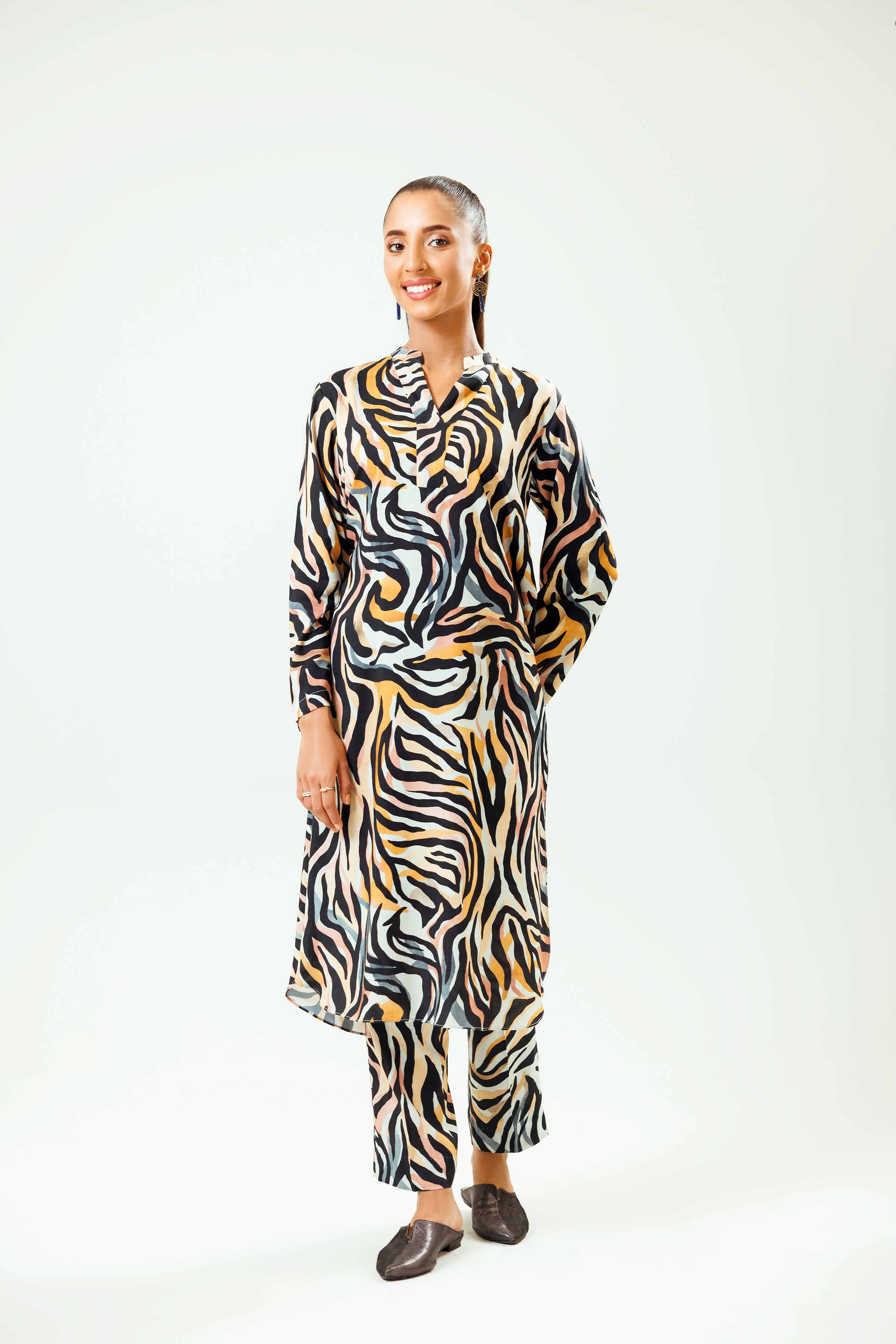 NishatUK - Multi Printed Linen 2-piece ready to wear Dress