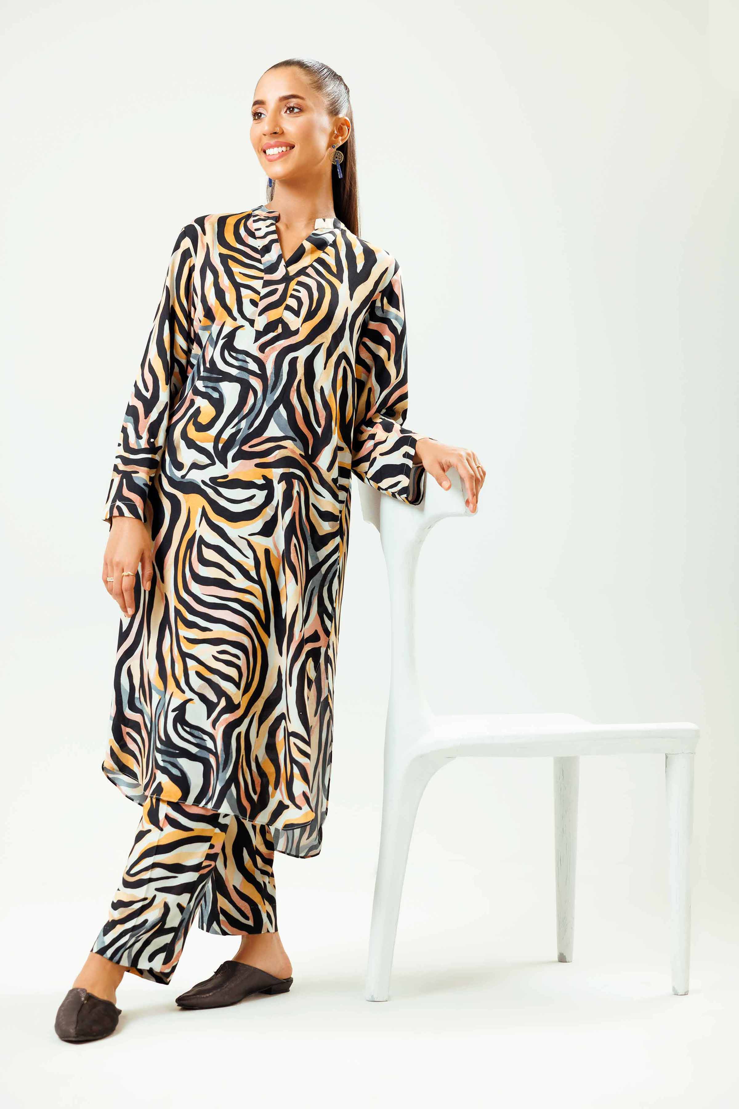 NishatUK - Multi Printed Linen 2-piece ready to wear Dress