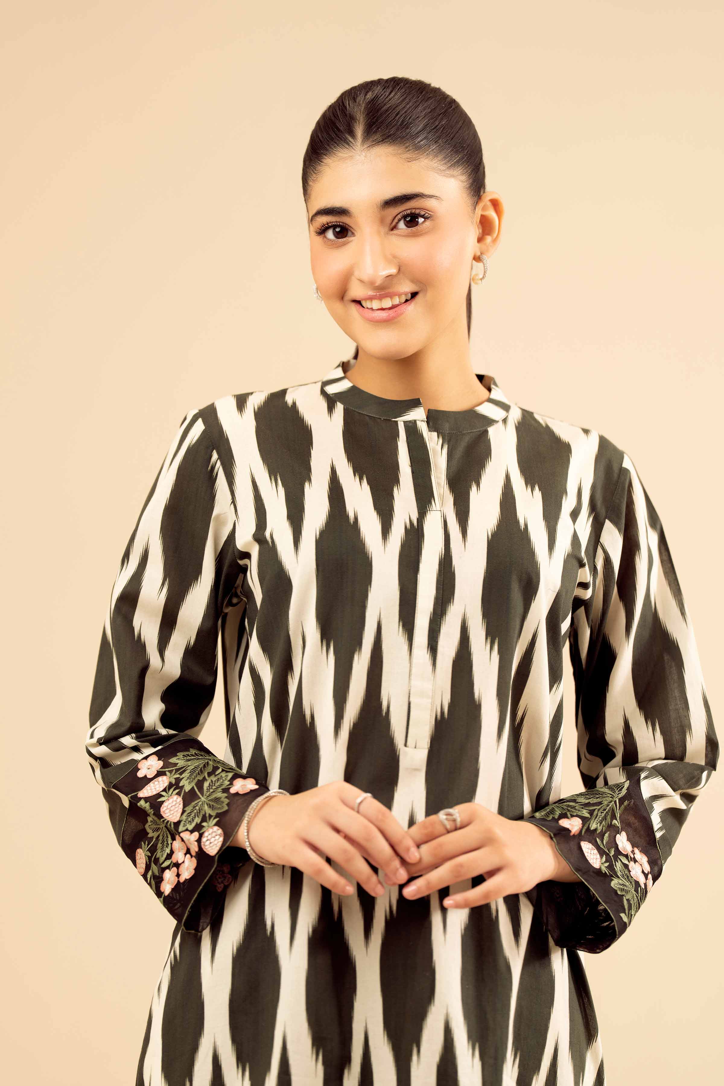 NishatUK - Black Embroidered Cambric 2-piece ready to wear Dress