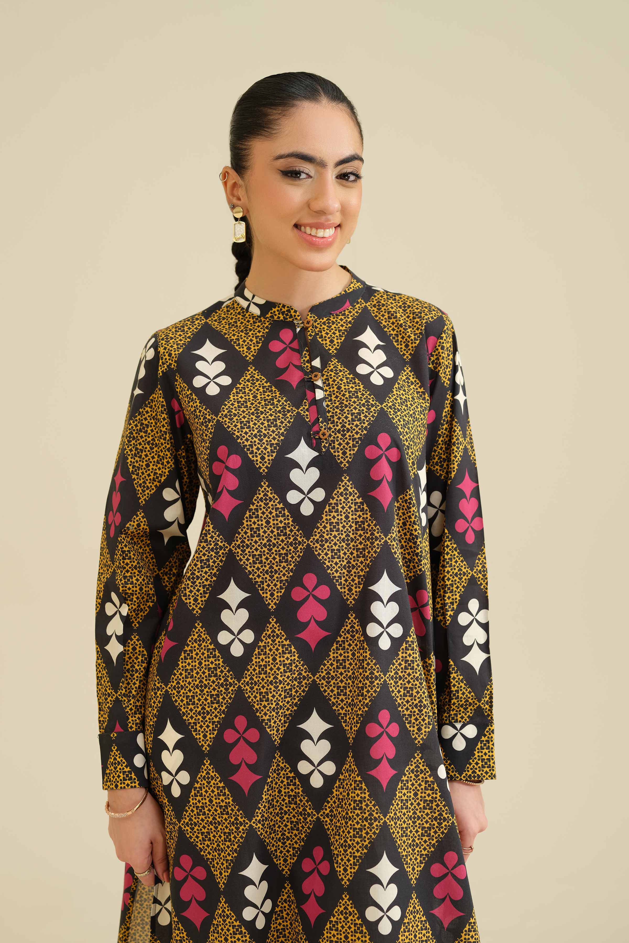 NishatUK - Black Printed Cambric 1-piece ready to wear Shirt