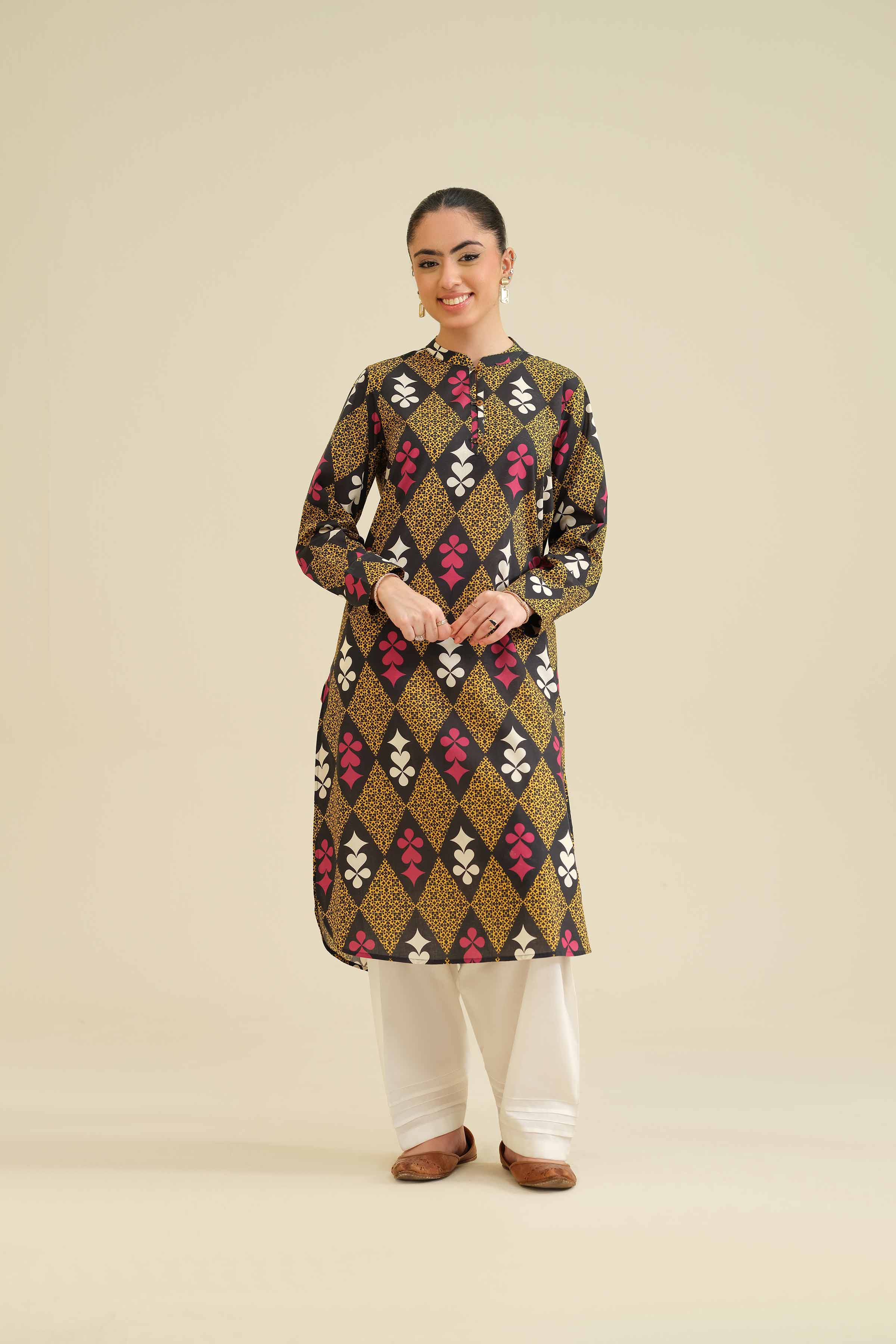 NishatUK - Black Printed Cambric 1-piece ready to wear Shirt