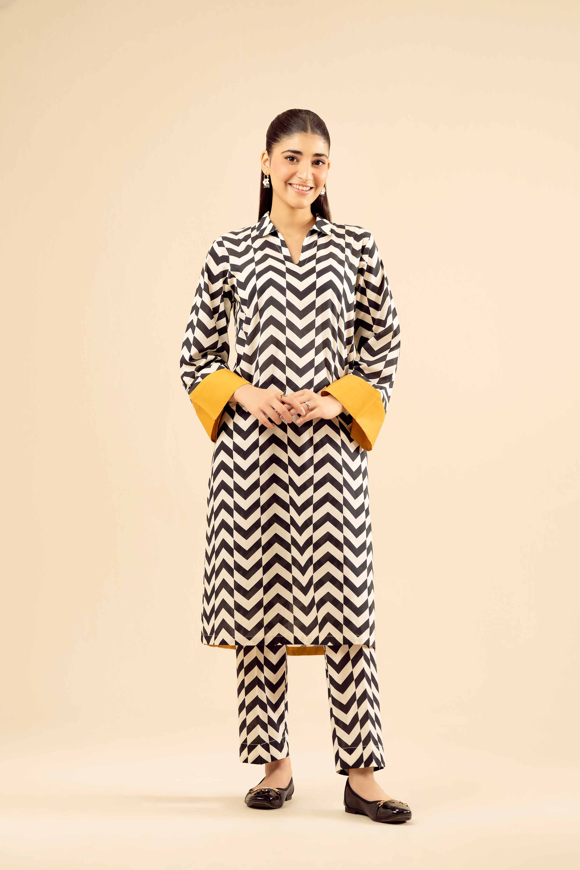 NishatUK - White Printed Cambric 2-piece ready to wear Dress