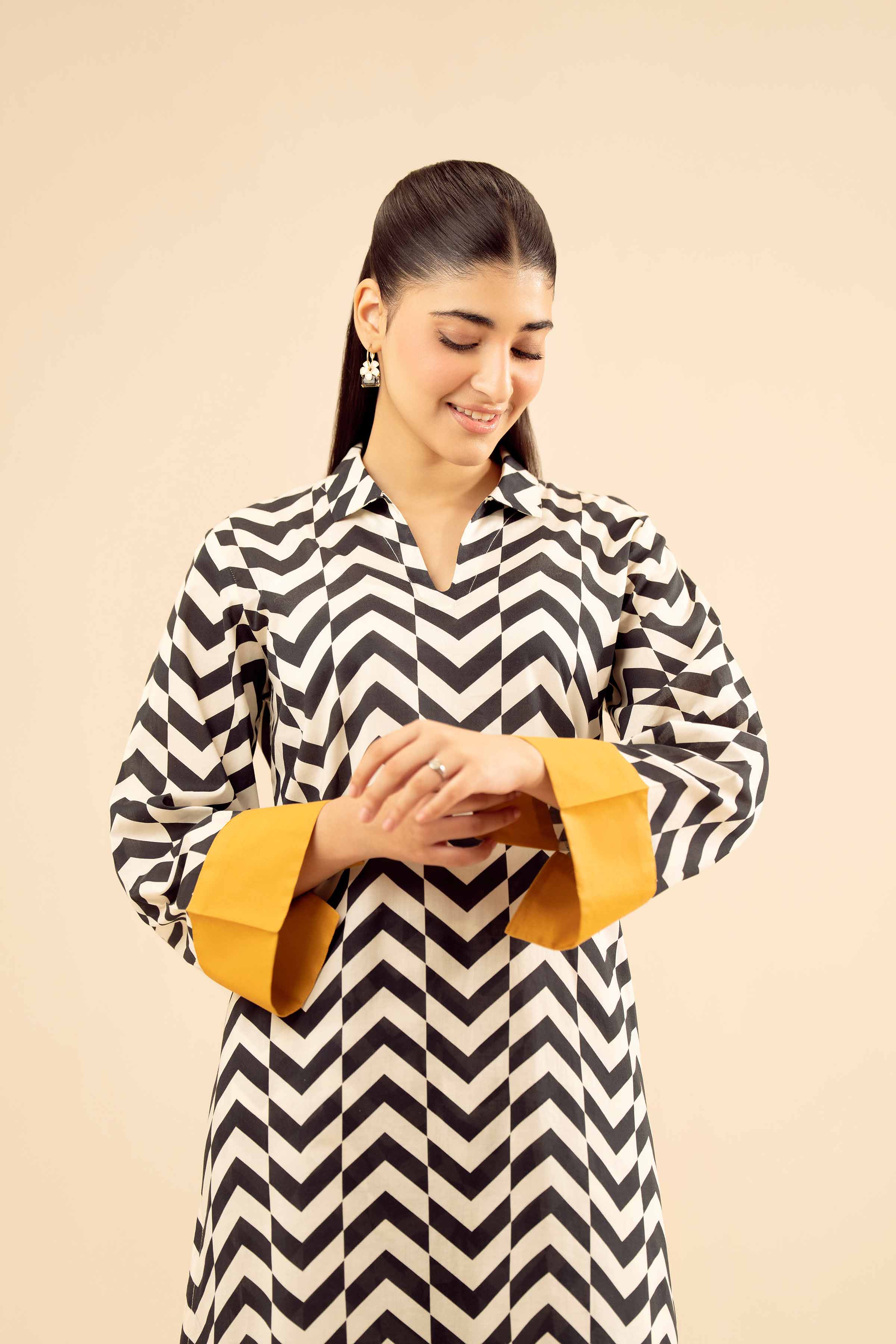 NishatUK - White Printed Cambric 2-piece ready to wear Dress