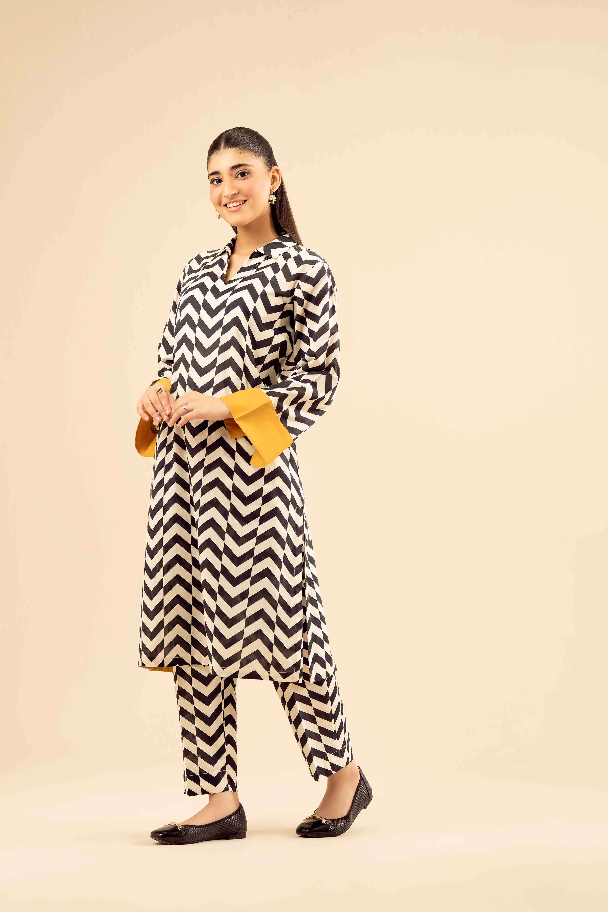 NishatUK - White Printed Cambric 2-piece ready to wear Dress