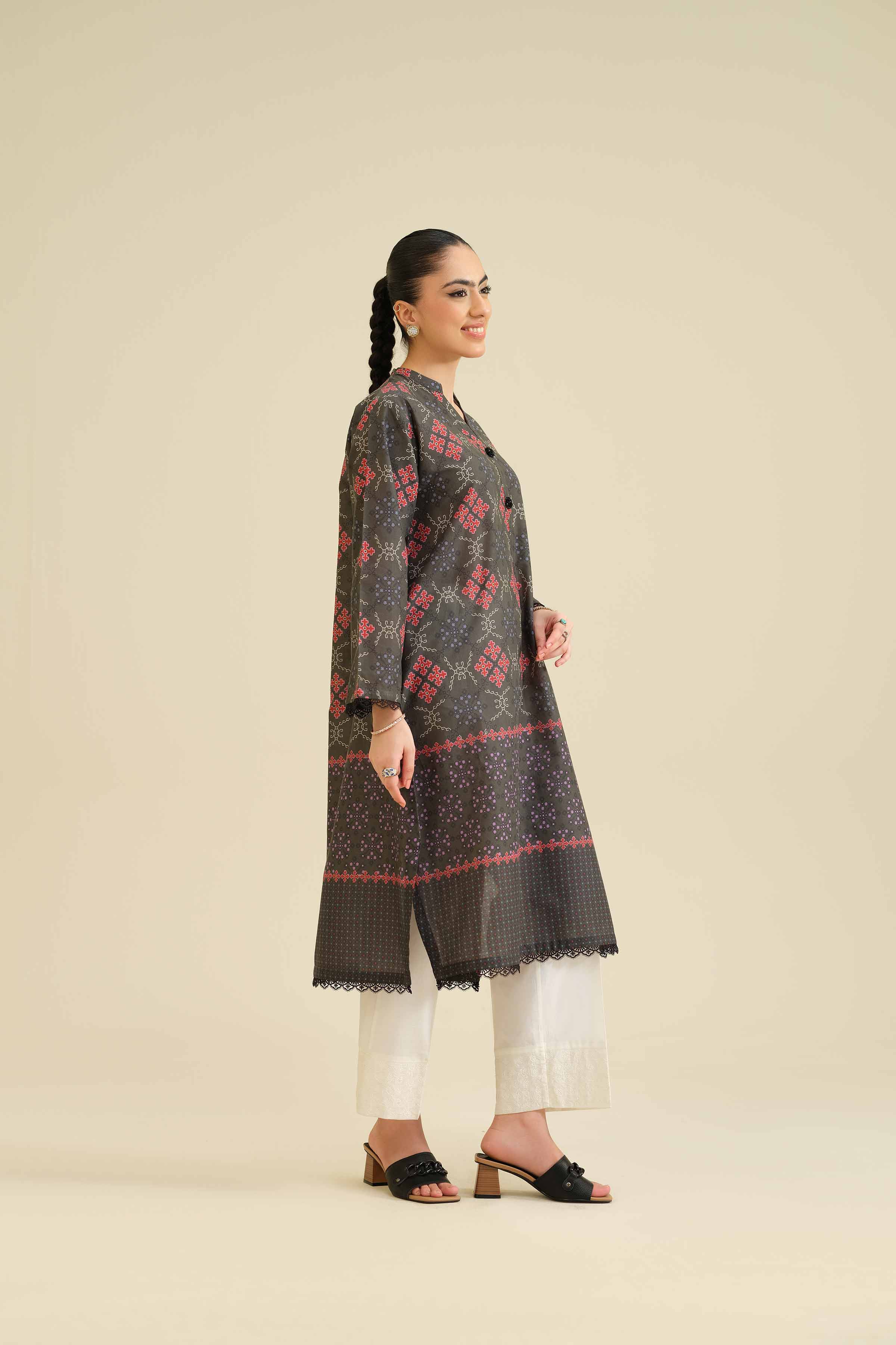 NishatUK - Grey Printed Cambric 1-piece ready to wear Shirt