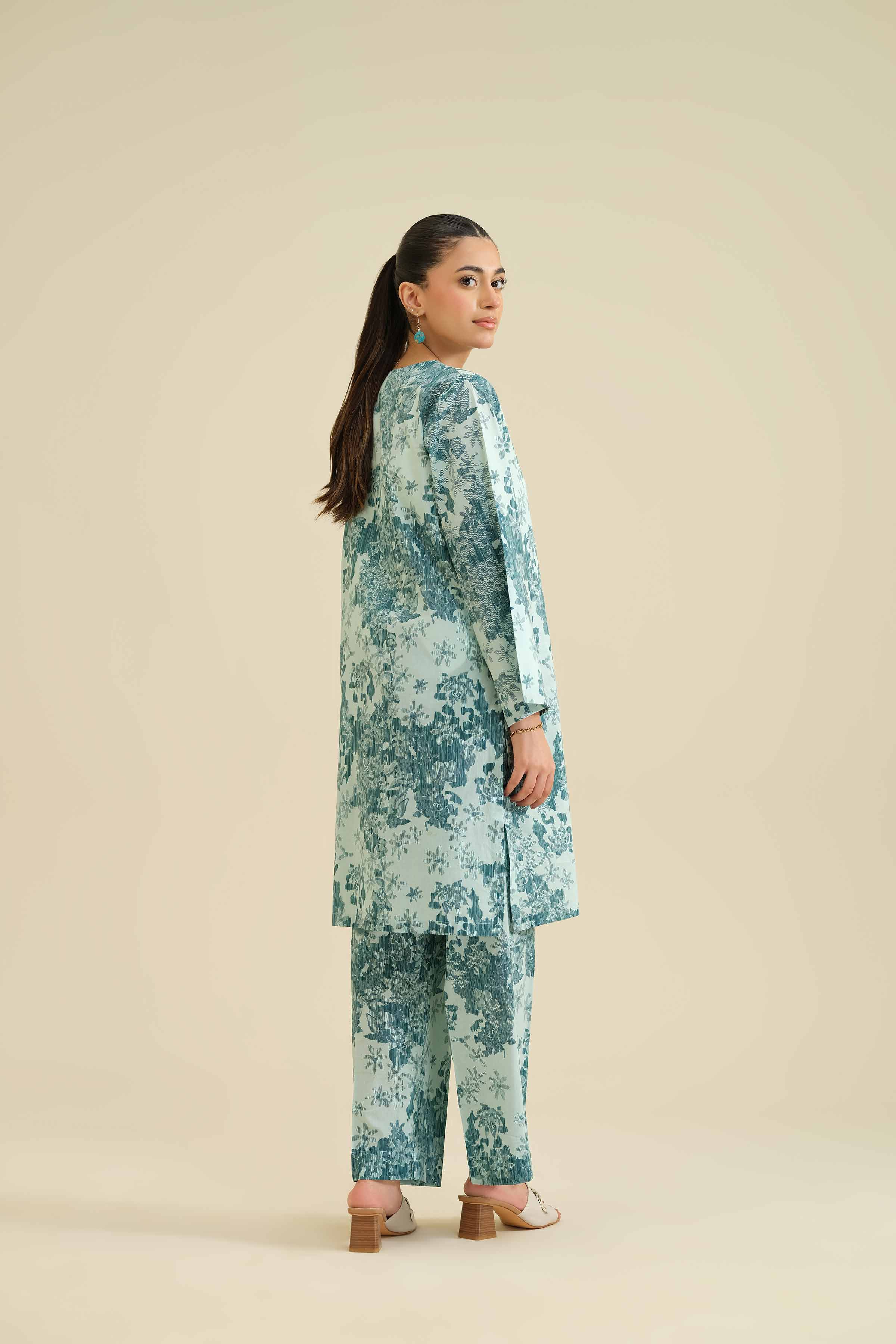 NishatUK - Green Printed Cambric 2-piece ready to wear Dress