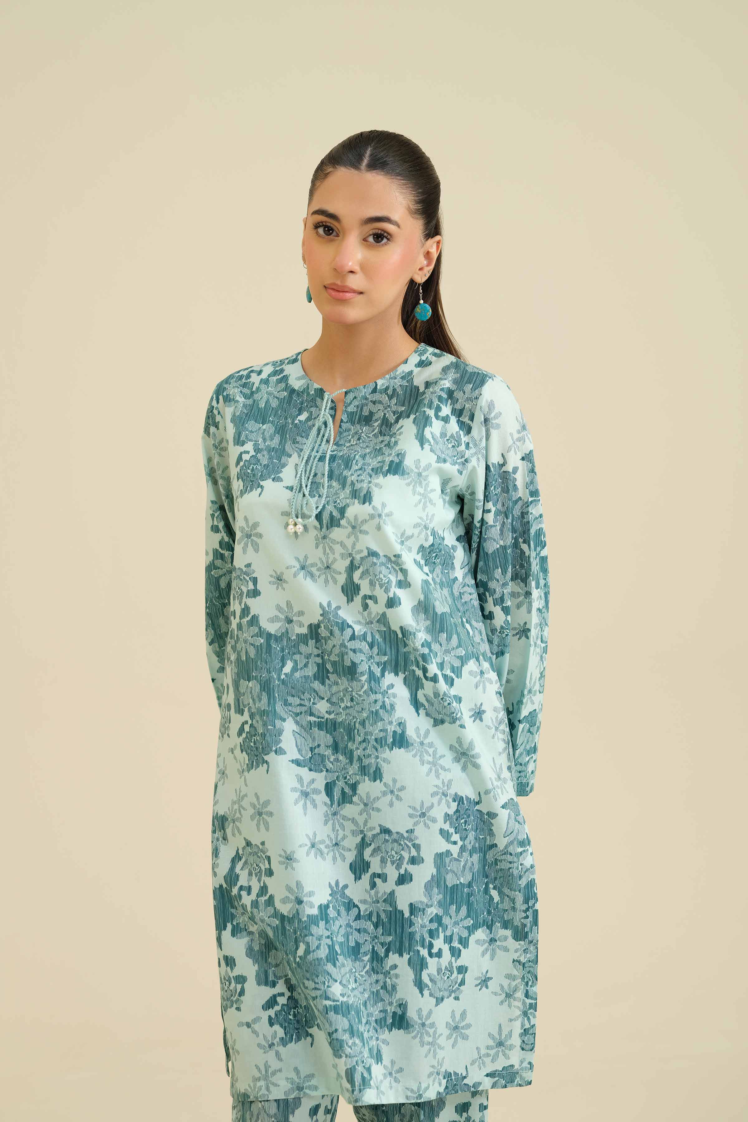 NishatUK - Green Printed Cambric 2-piece ready to wear Dress