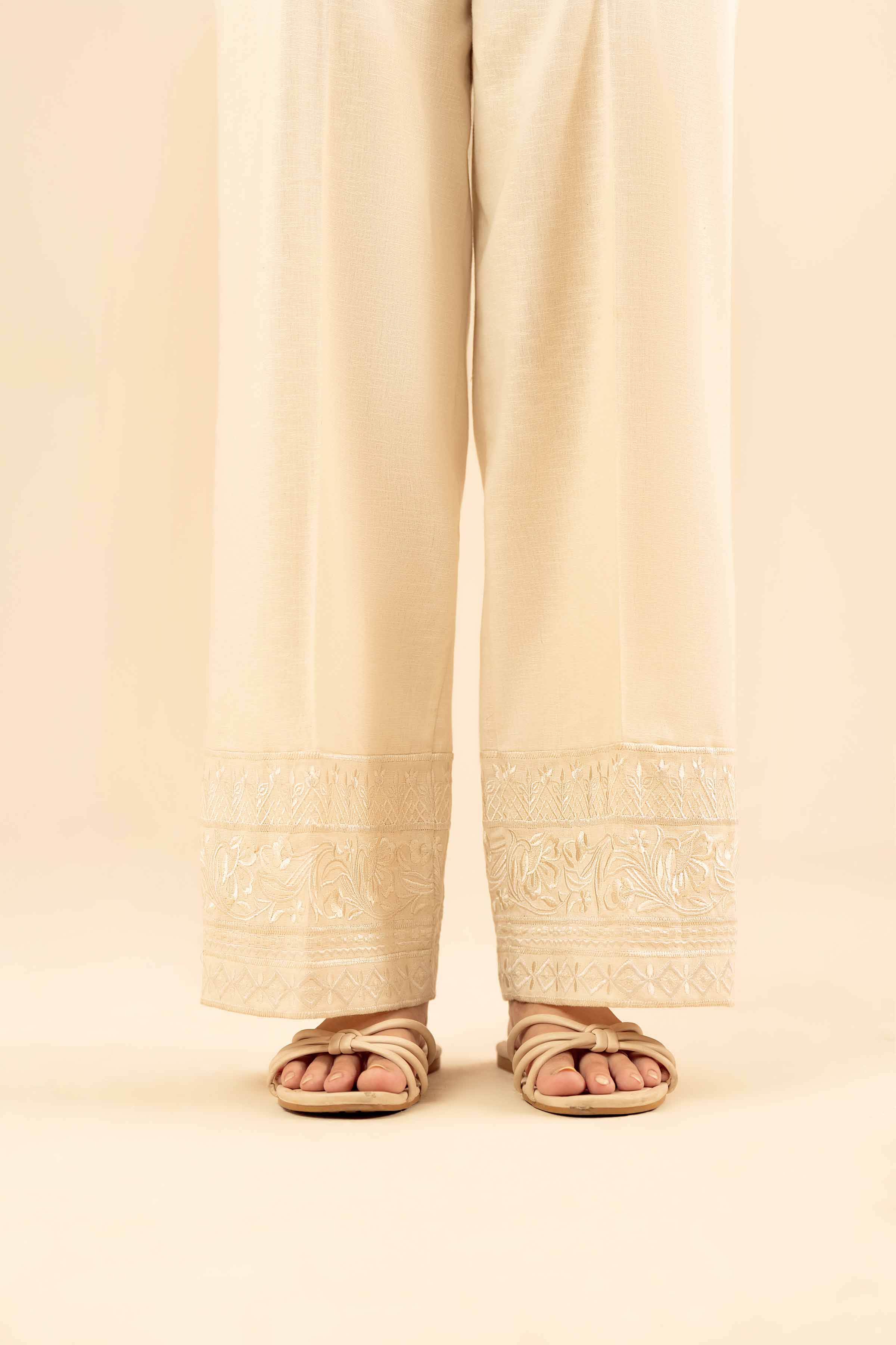 NishatUK - Off White Embroidered Karandi 1-piece ready to wear Trouser