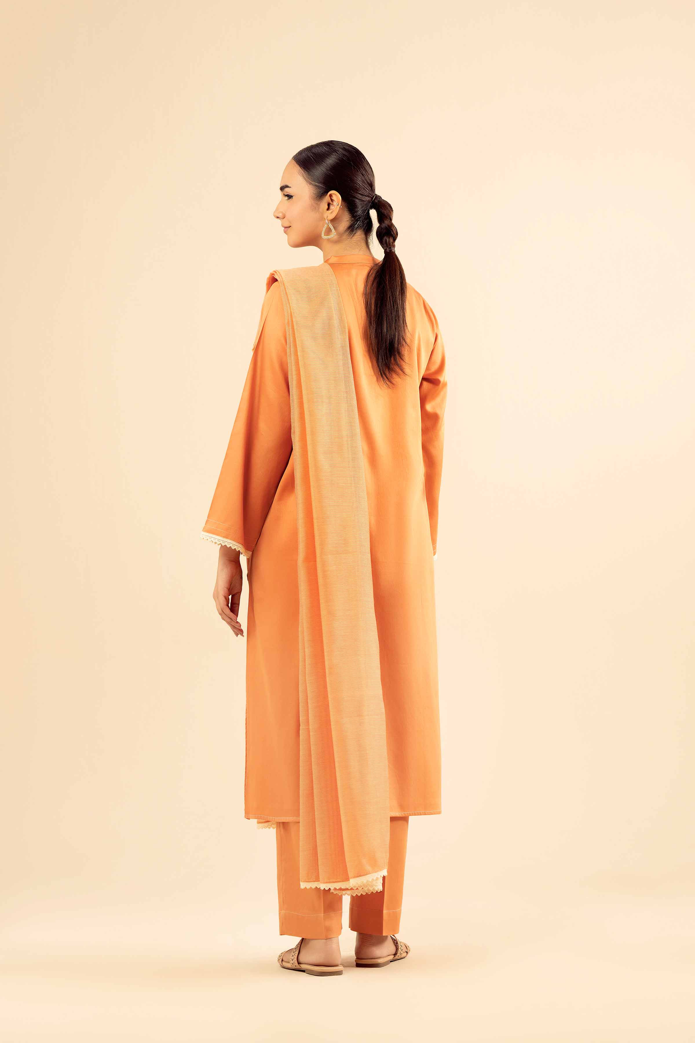 NishatUK - Peach Solids  Satin 3-piece ready to wear Suit