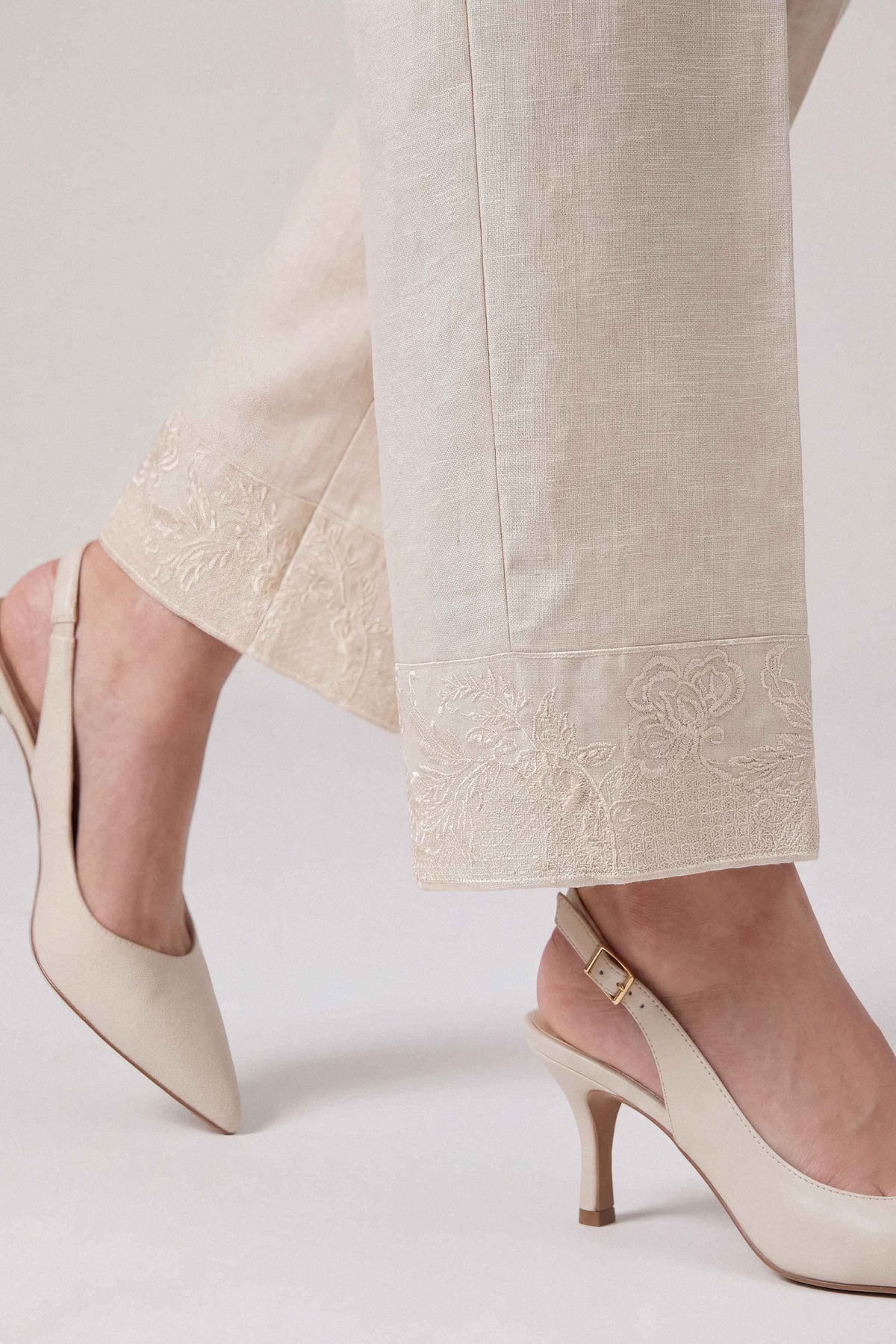 Nishat UK - Off White Embroidered Karandi 1 Piece ready to wear Trouser