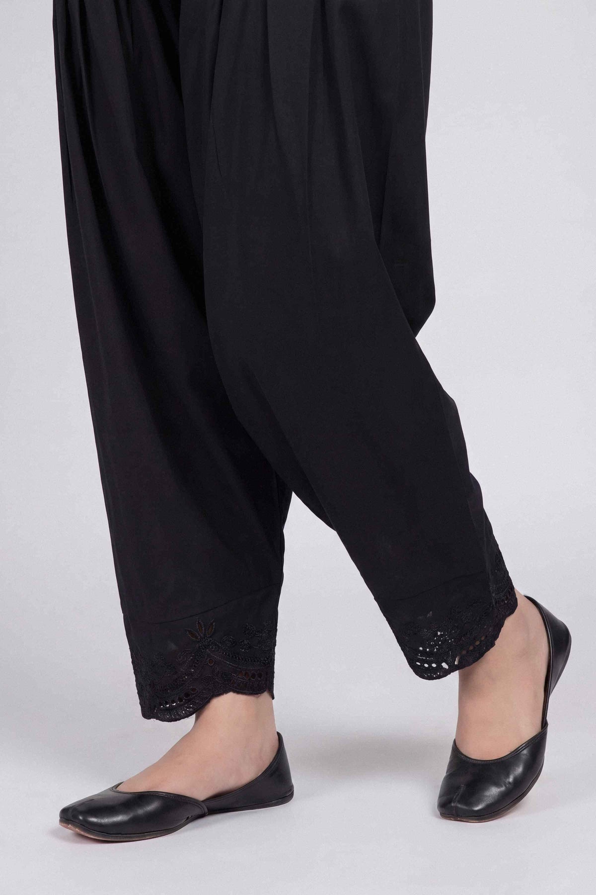 Nishat UK - Black Embroidered Cambric 1 Piece ready to wear shalwar
