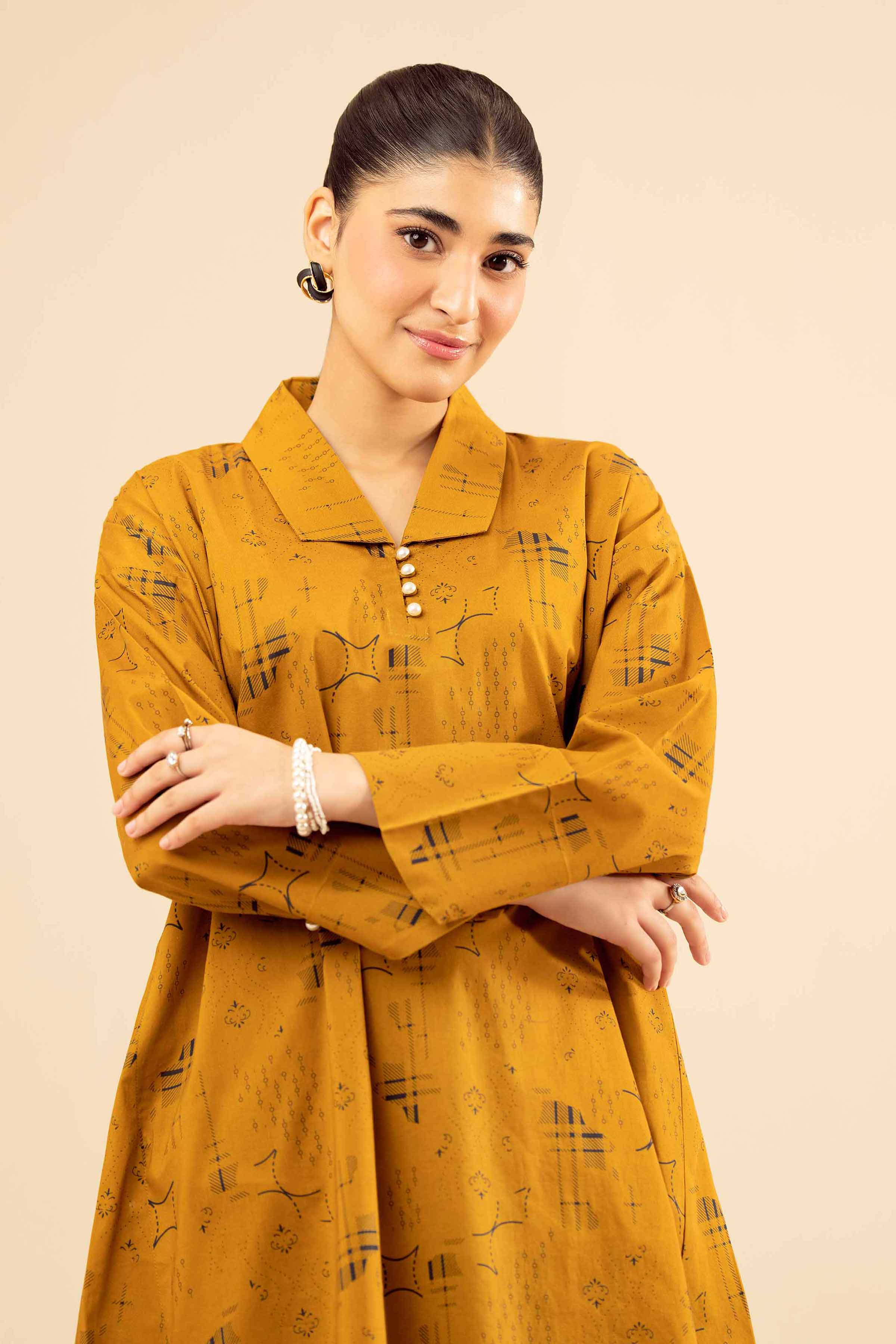 NishatUK - Mustard Printed Cambric 2-piece ready to wear Dress