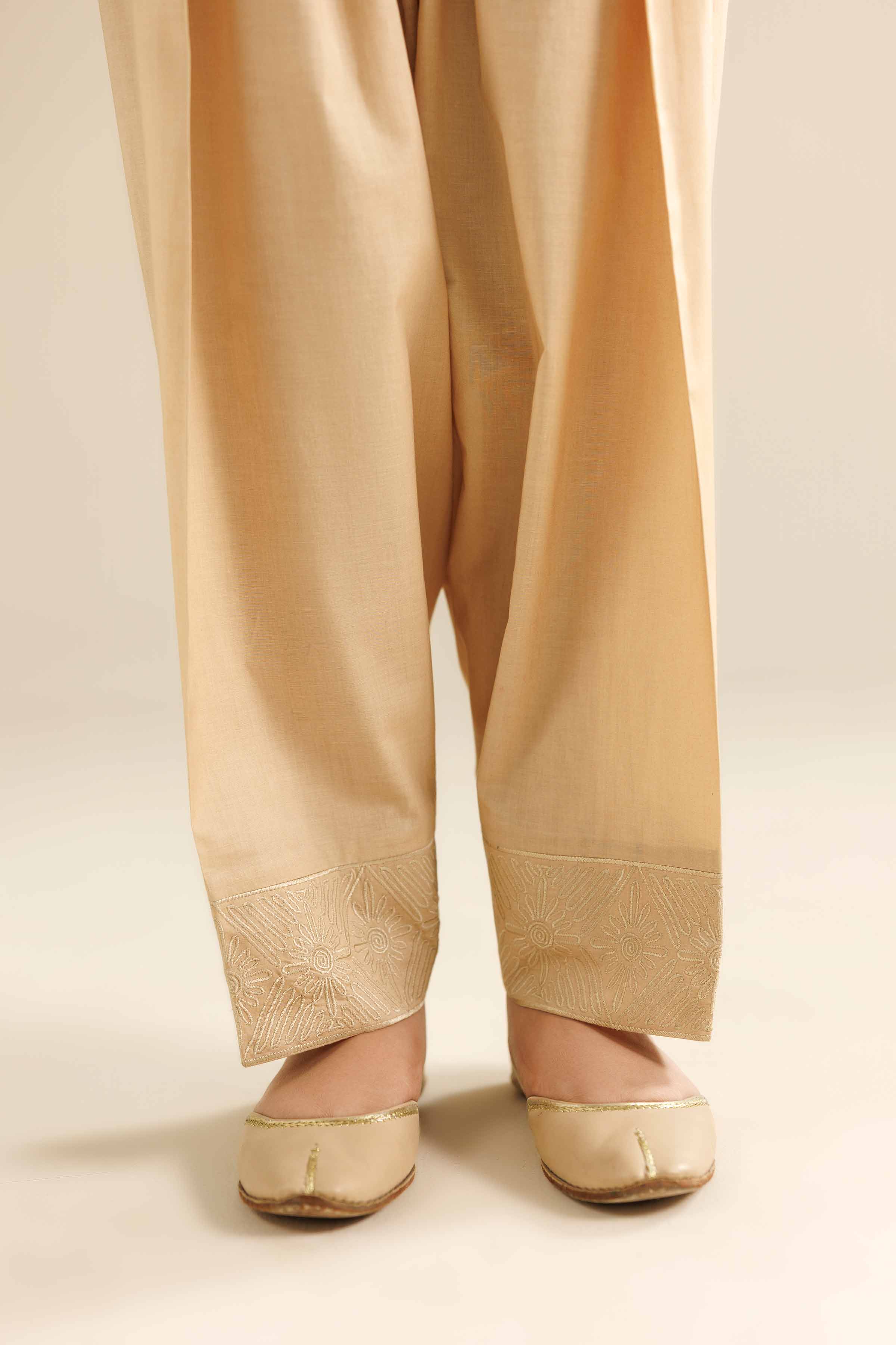 NishatUK - Beige Embroidered Cambric 1-piece ready to wear Shalwar
