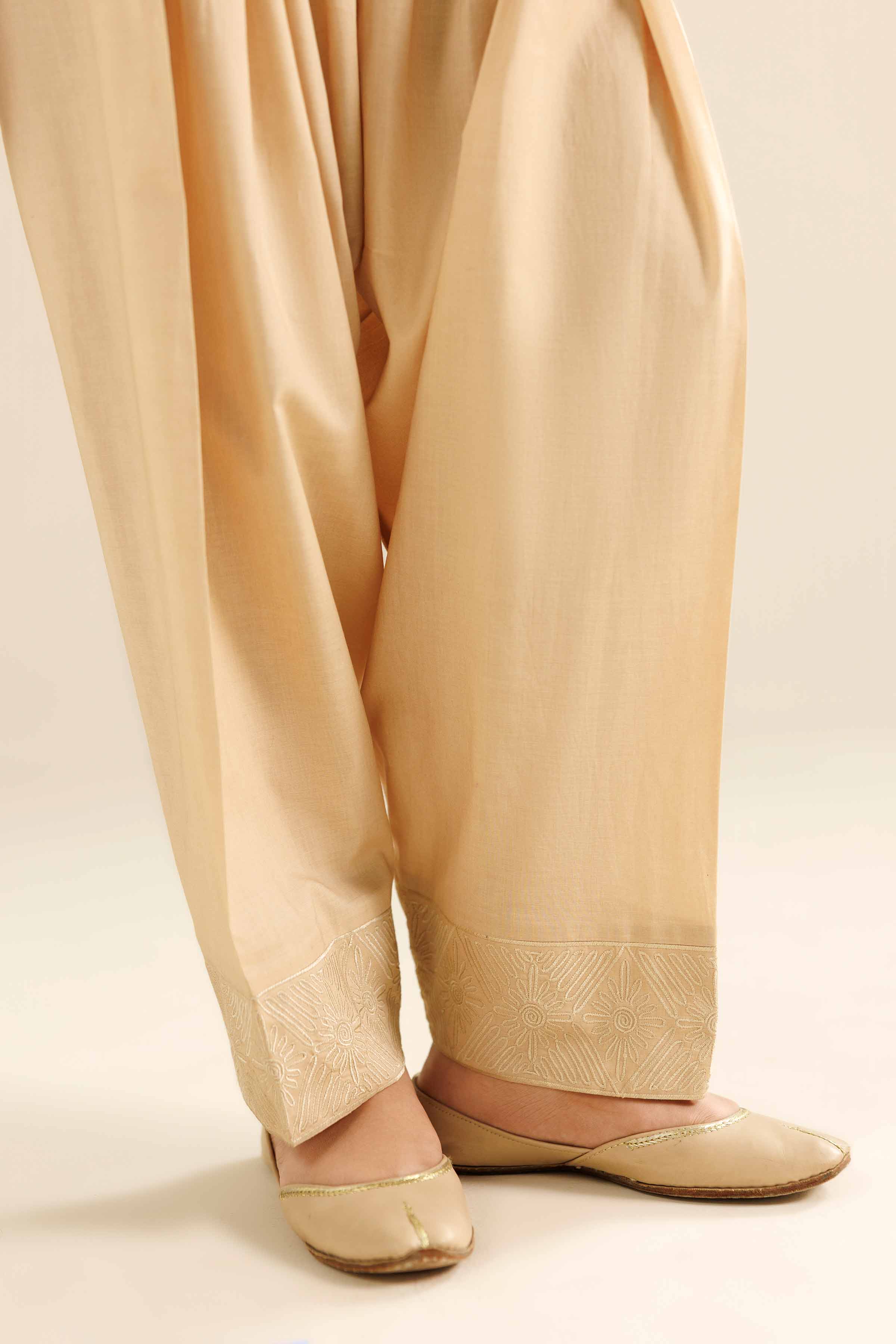 NishatUK - Beige Embroidered Cambric 1-piece ready to wear Shalwar