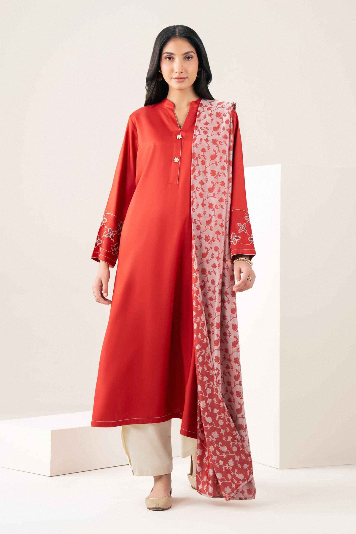 Nishat UK - Orange Embroidered Marina 2 Pieces ready to wear Dress
