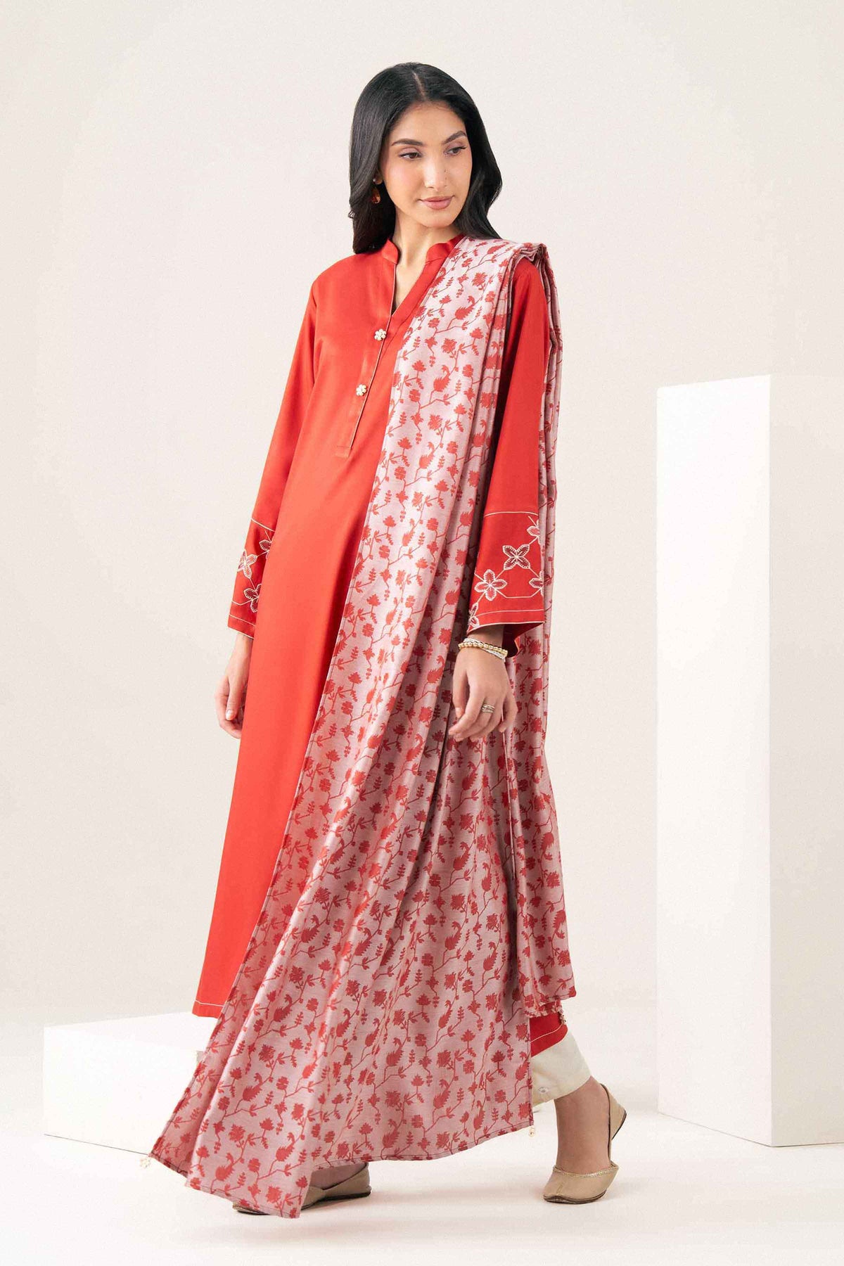 Nishat UK - Orange Embroidered Marina 2 Pieces ready to wear Dress