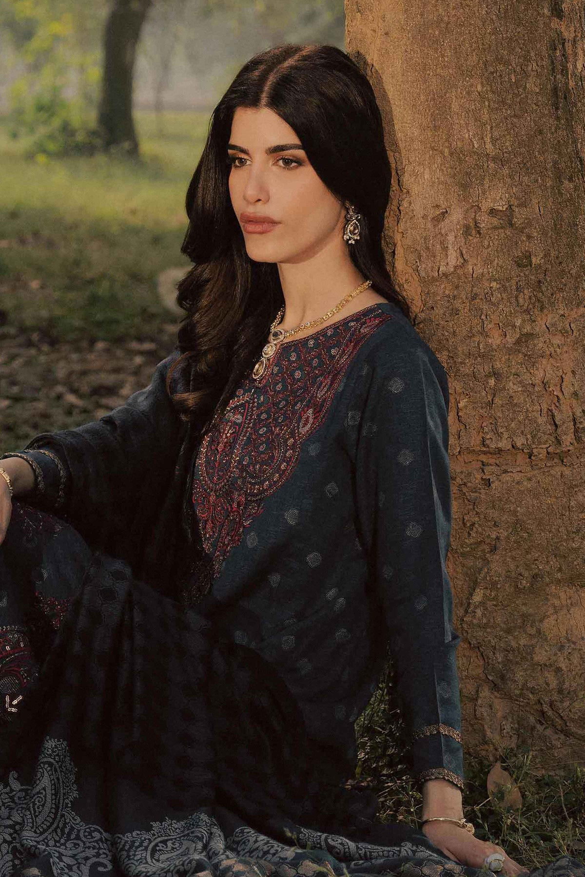 Nishat UK - Blue Embroidered Karandi 2 Pieces ready to wear 