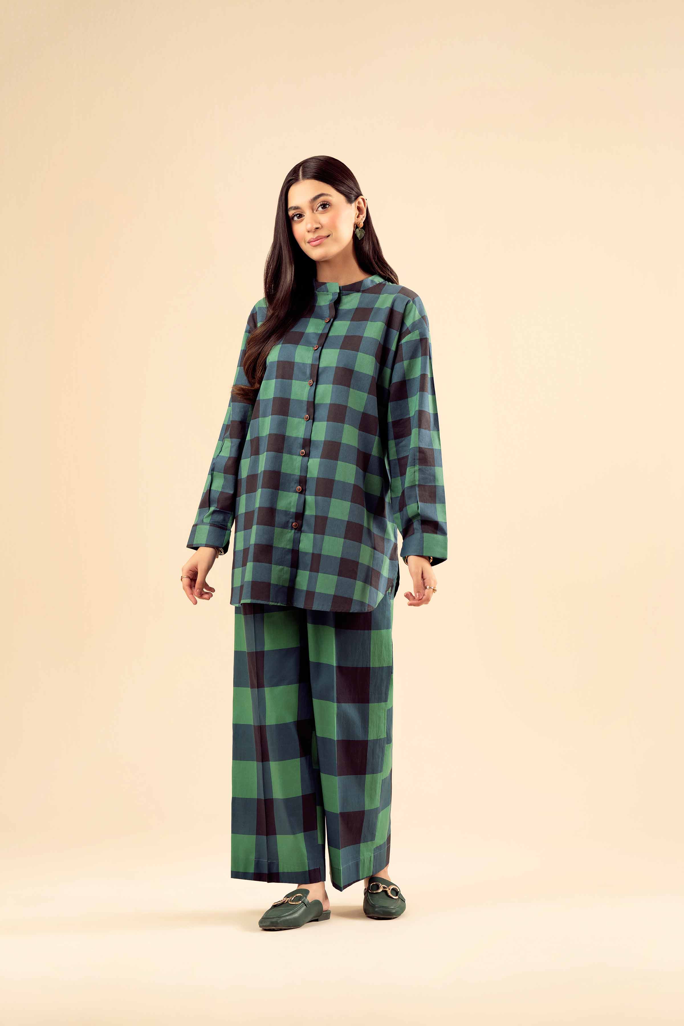 NishatUK - Green Printed Cambric 2-piece ready to wear Dress