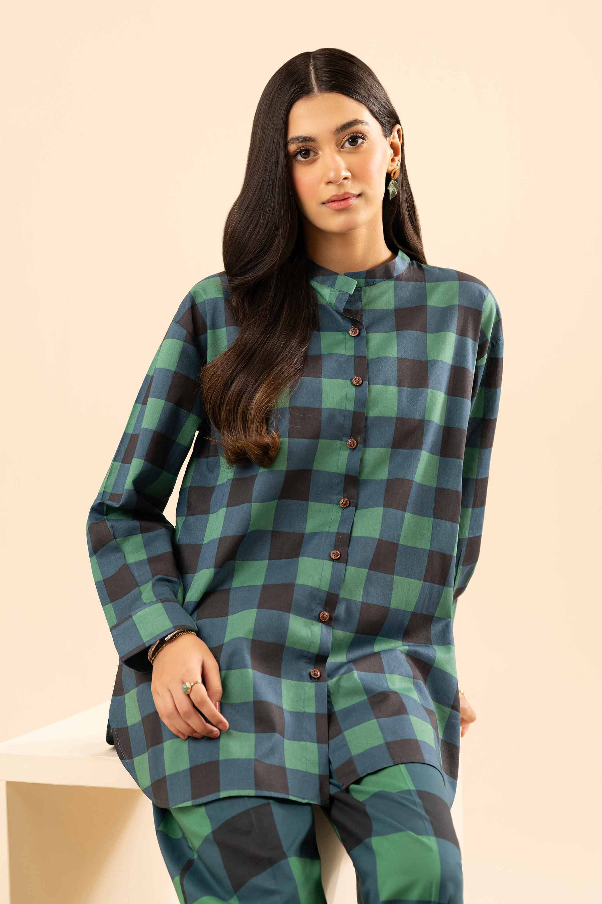 NishatUK - Green Printed Cambric 2-piece ready to wear Dress