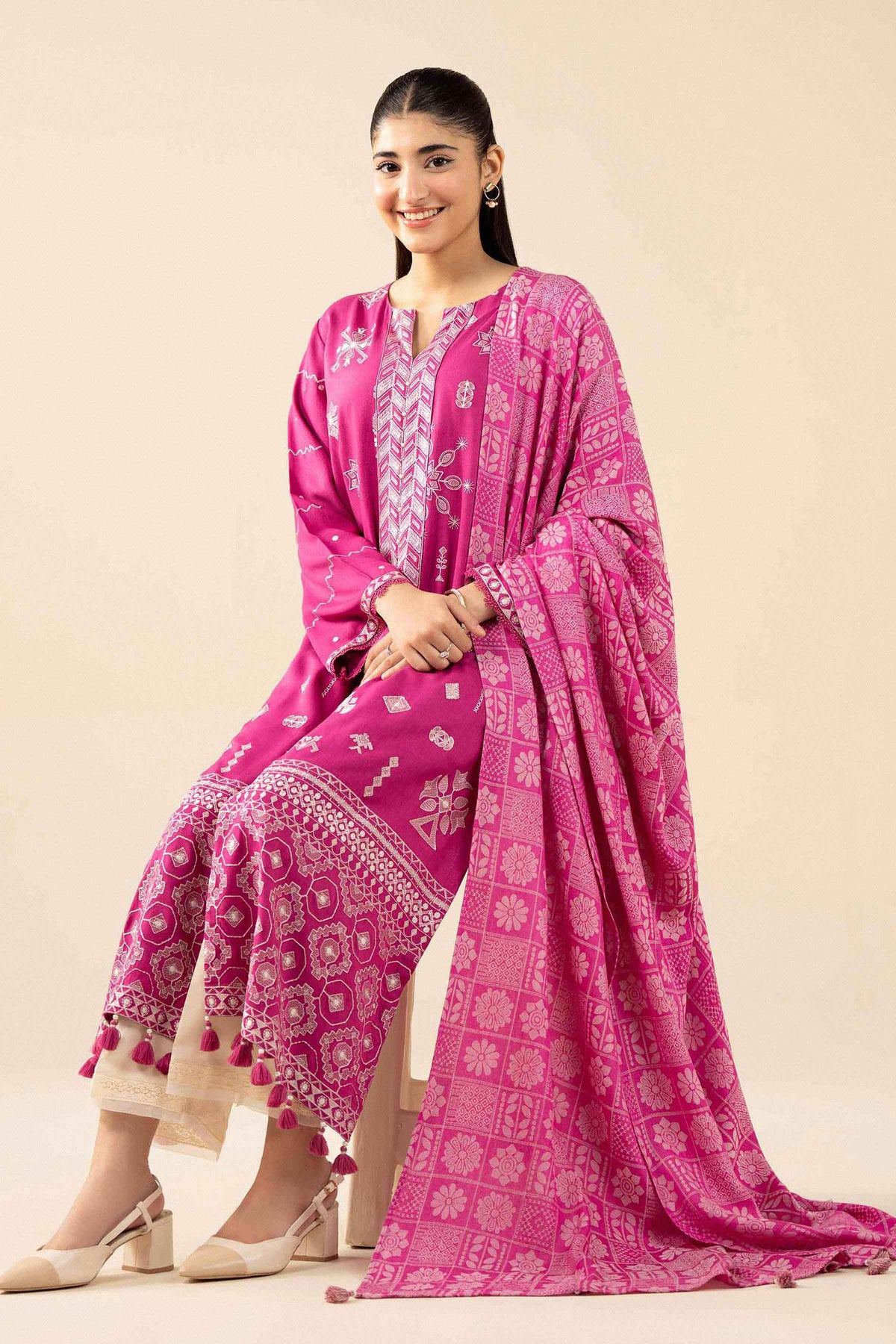 Nishat UK - Pink Embroidered Marina 2 Pieces ready to wear Dress