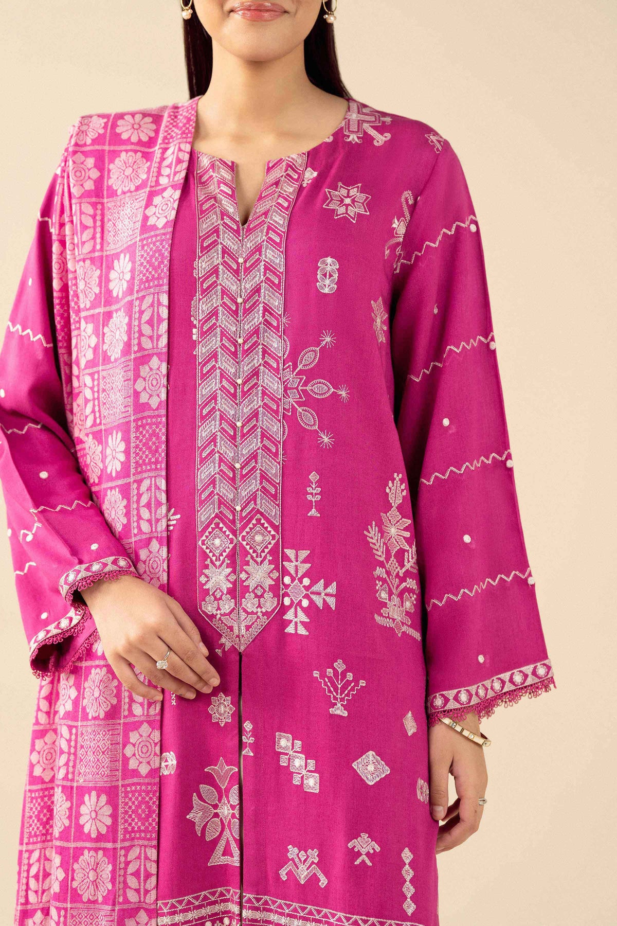Nishat UK - Pink Embroidered Marina 2 Pieces ready to wear Dress