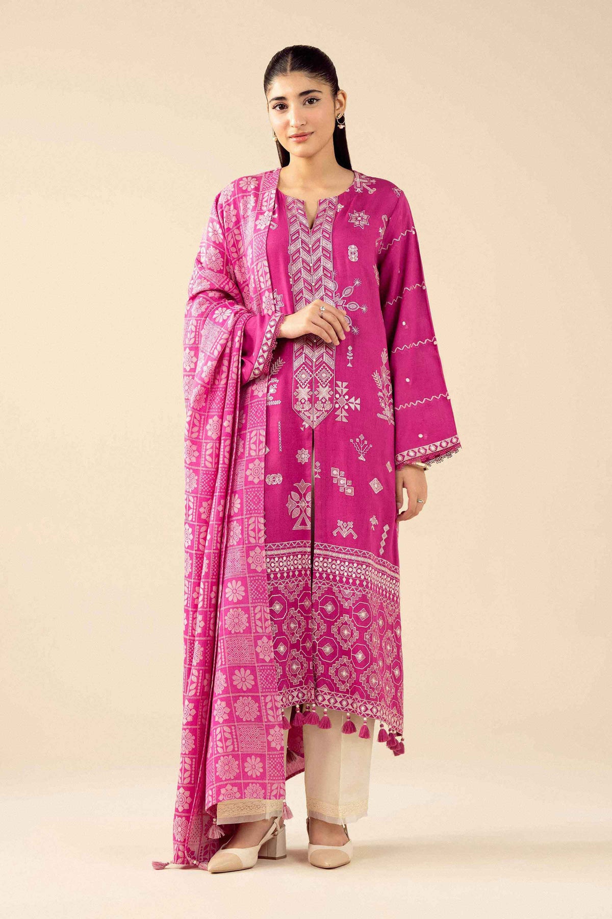 Nishat UK - Pink Embroidered Marina 2 Pieces ready to wear Dress