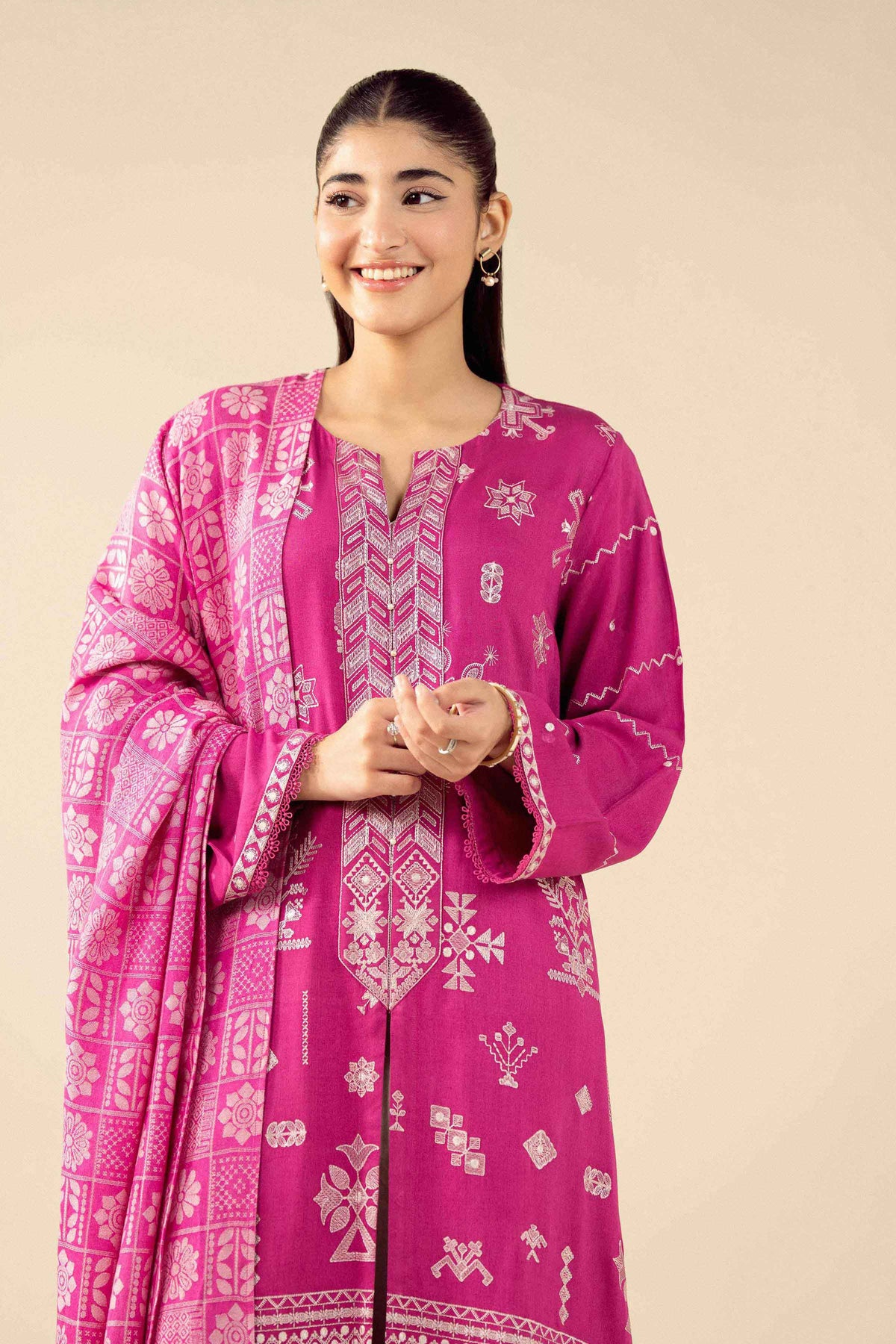 Nishat UK - Pink Embroidered Marina 2 Pieces ready to wear Dress