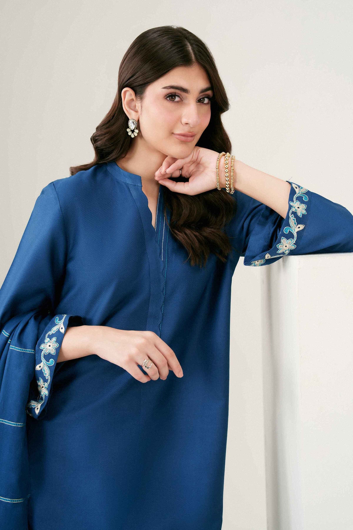 Nishat UK - Blue Embroidered Dobby 2 Pieces ready to wear 