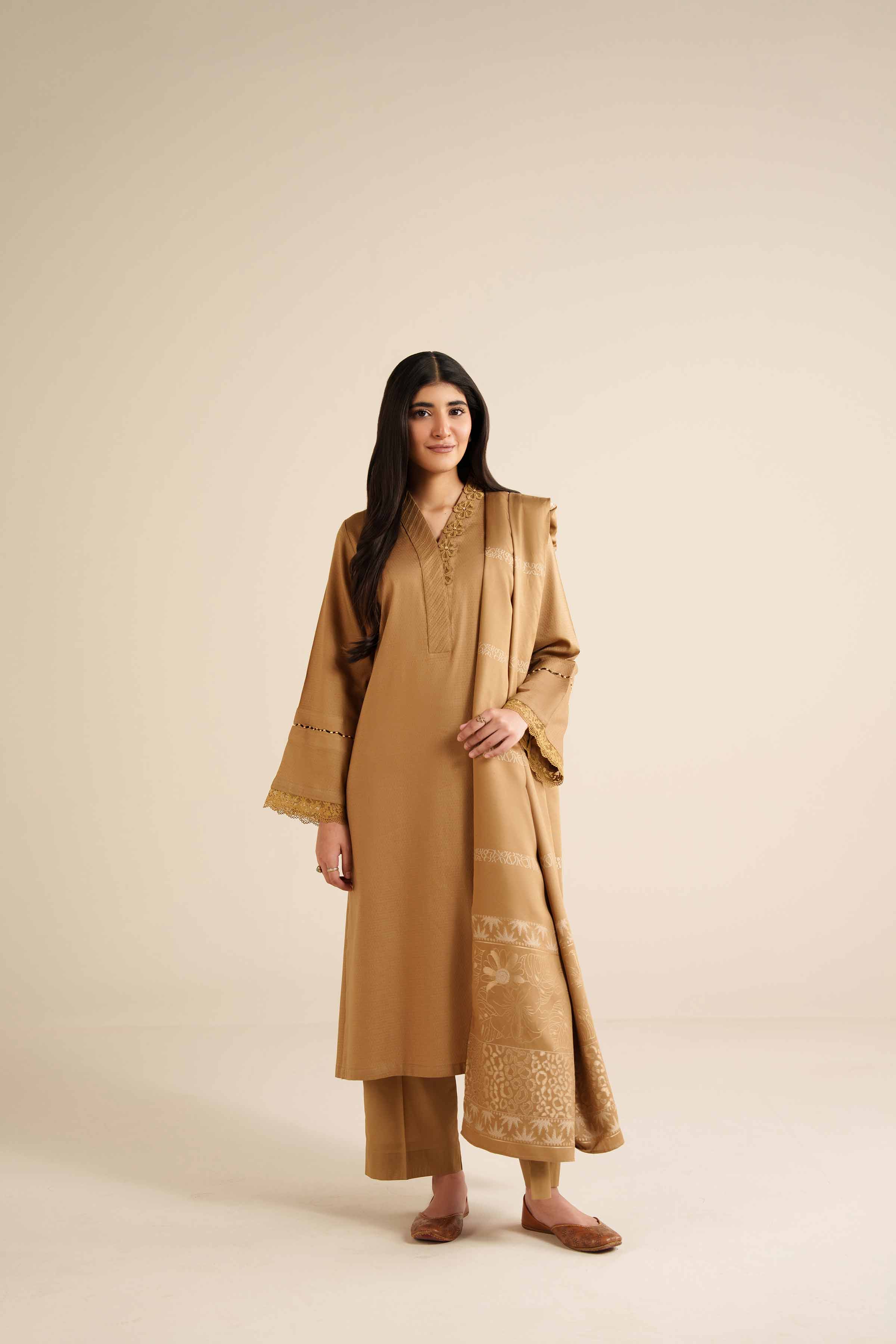 NishatUK - Brown Solids Dobby 3-piece ready to wear Suit