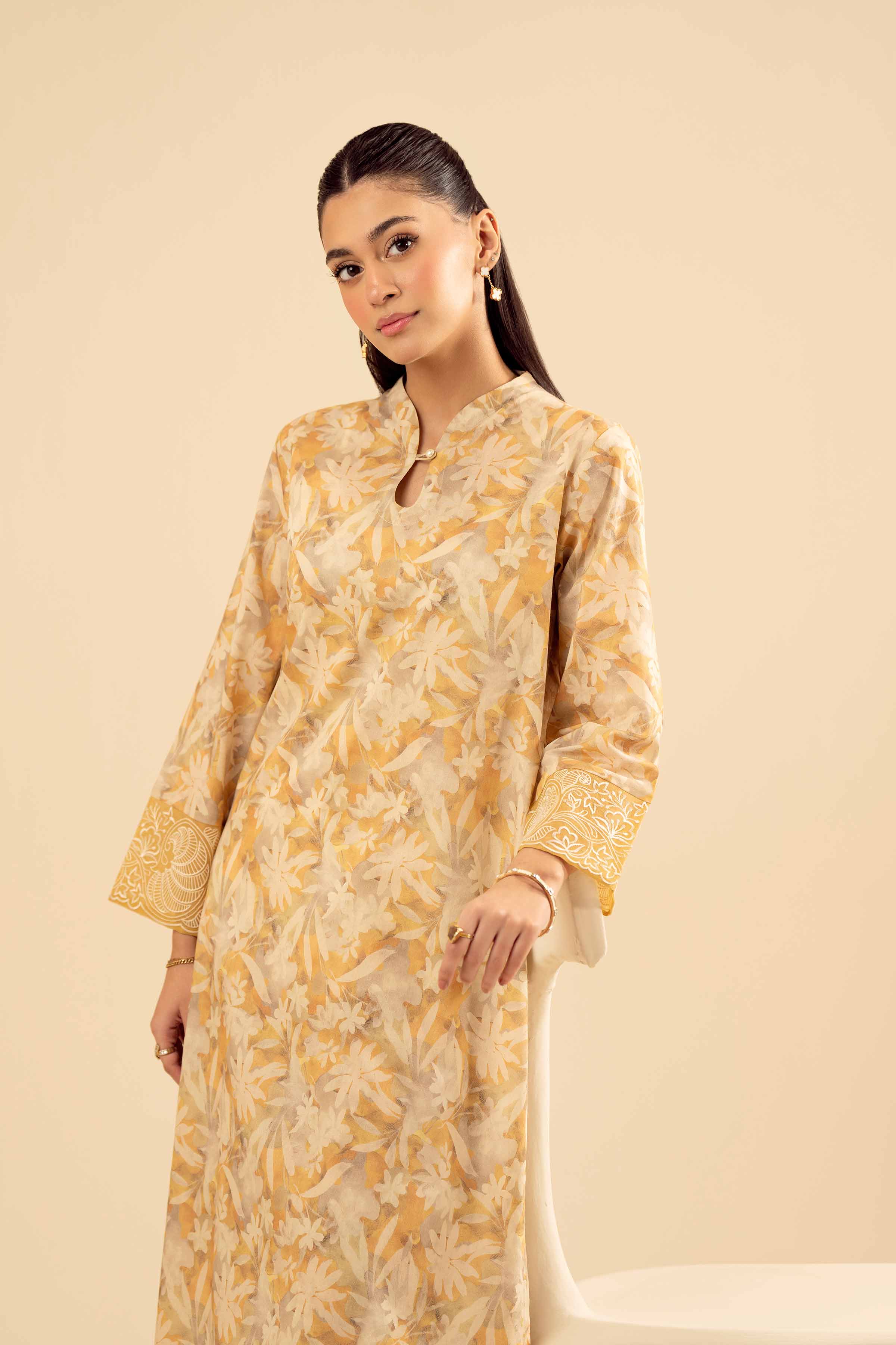NishatUK - Beige Embroidered Cambric 2-piece ready to wear Dress