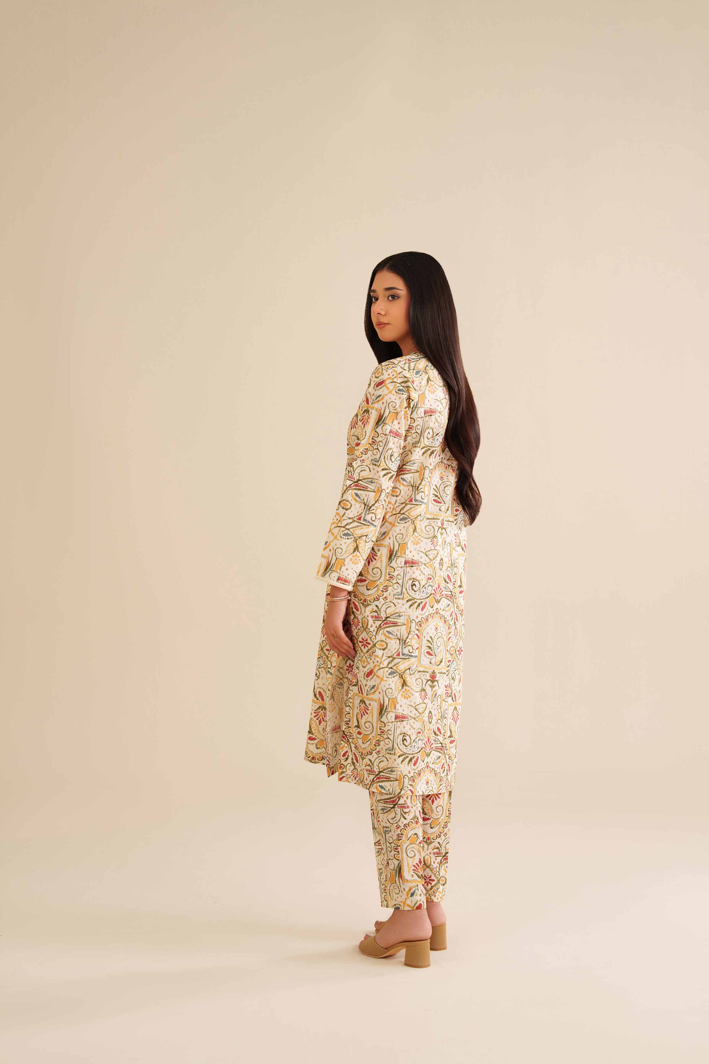 NishatUK - Off White Printed Cambric 2-piece ready to wear Dress