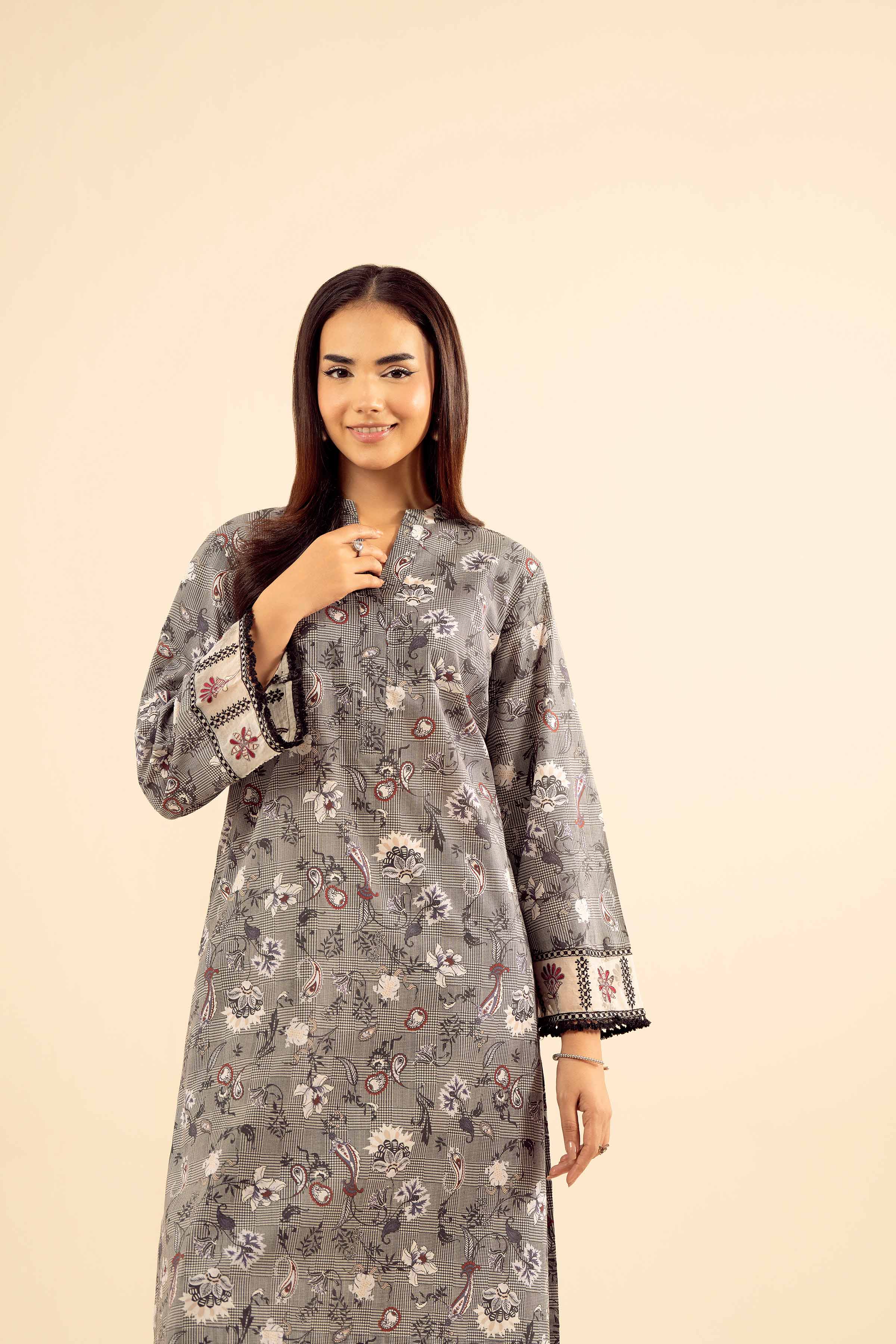 NishatUK - Grey Embroidered Cambric 2-piece ready to wear Dress