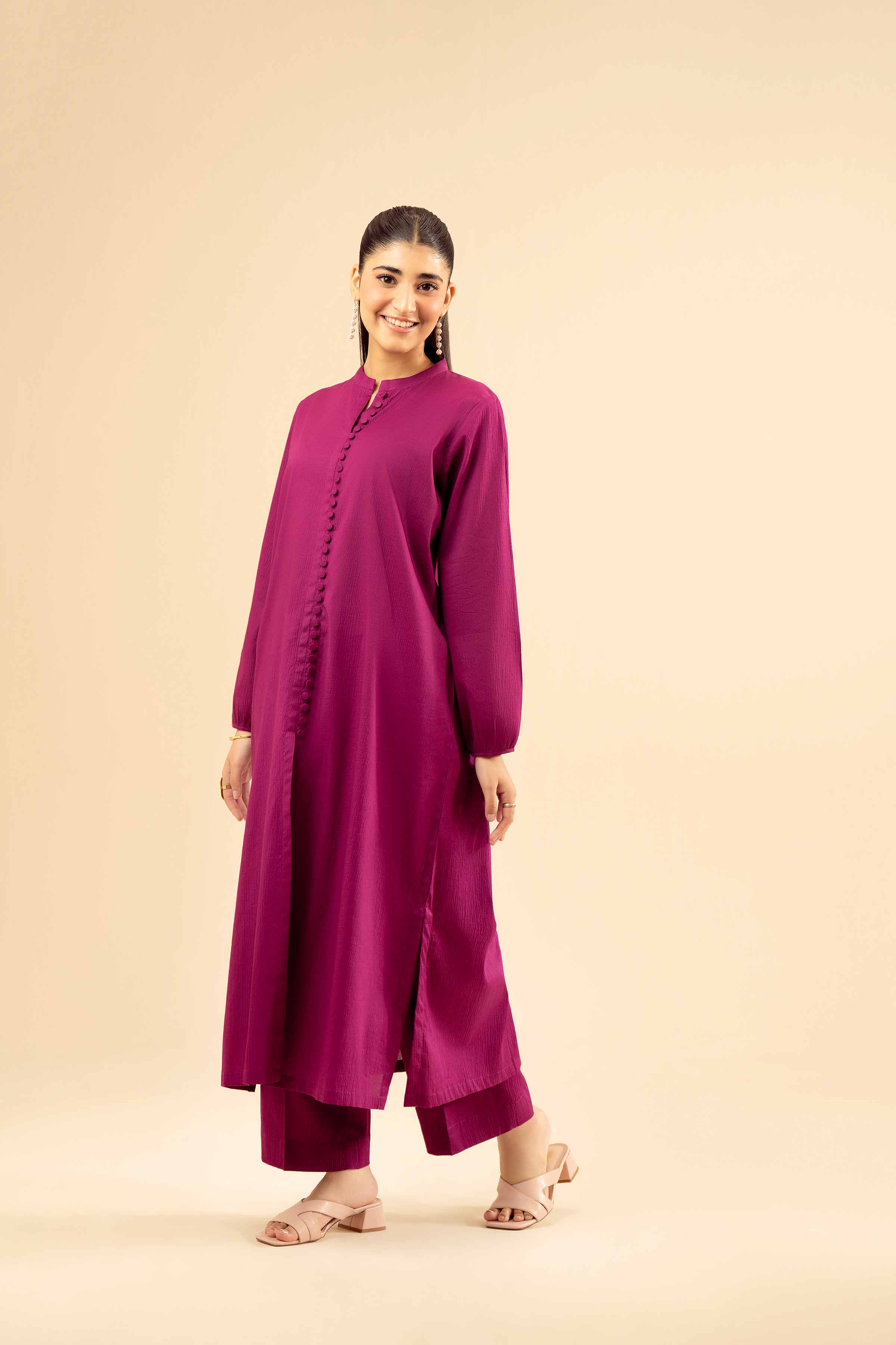 NishatUK - Plum Solids Crush 2-piece ready to wear Dress