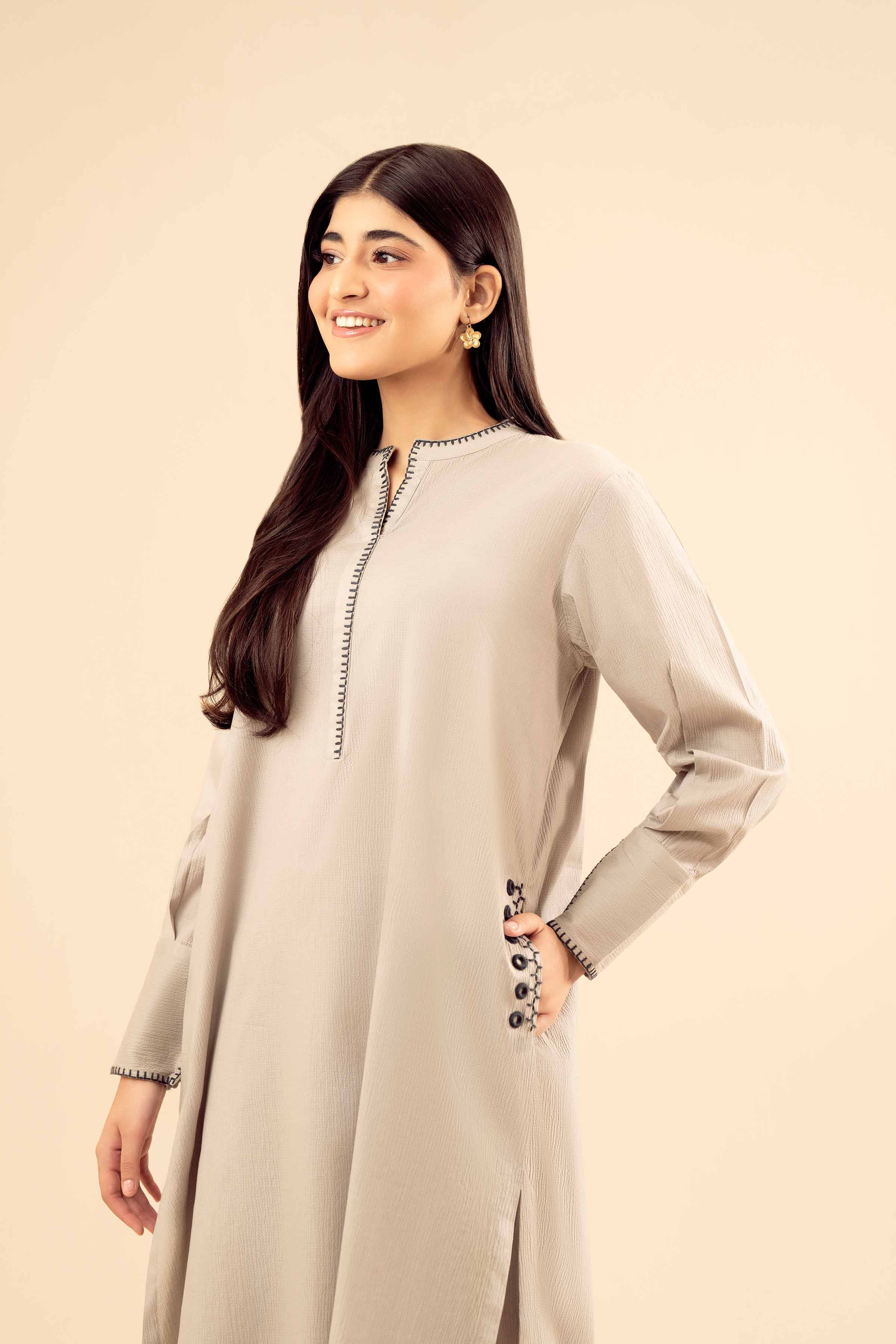 NishatUK - Grey Solids Crush 2-piece ready to wear Dress