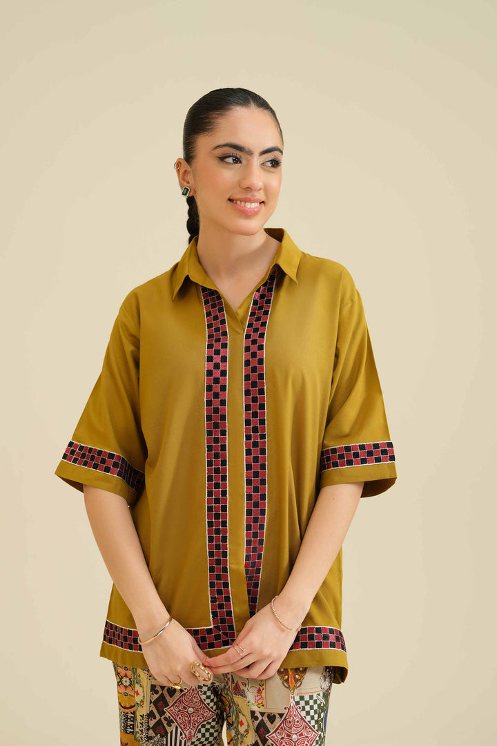 NishatUK - Mustard Embroidered  Tropical 2-piece ready to wear Dress