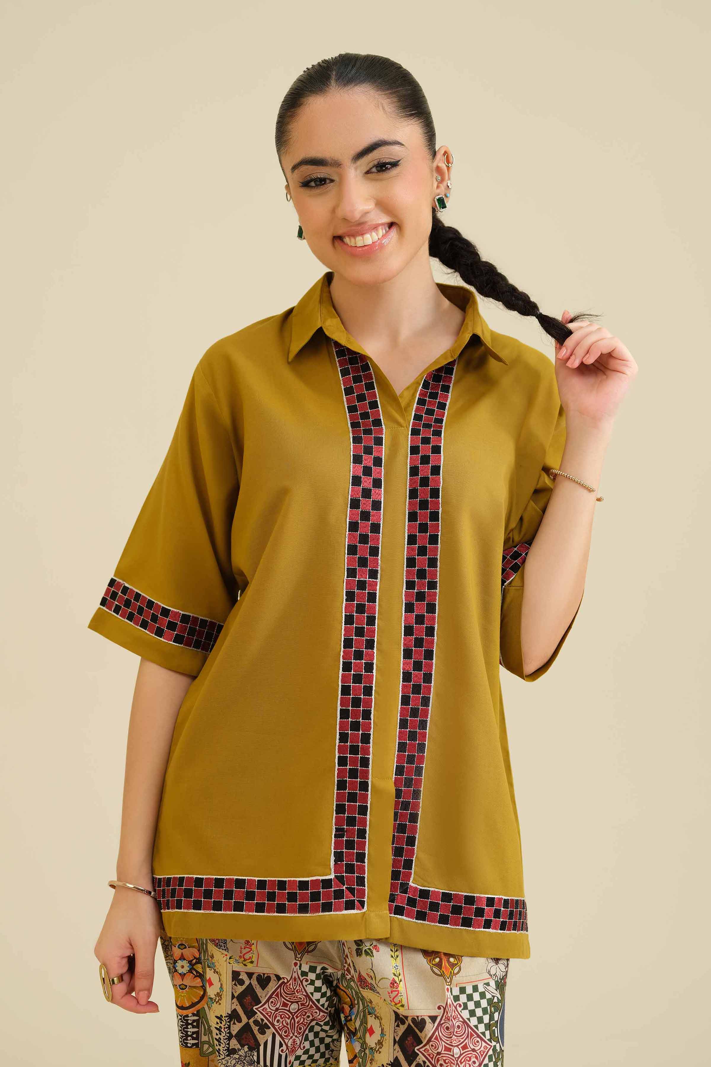 NishatUK - Mustard Embroidered  Tropical 2-piece ready to wear Dress